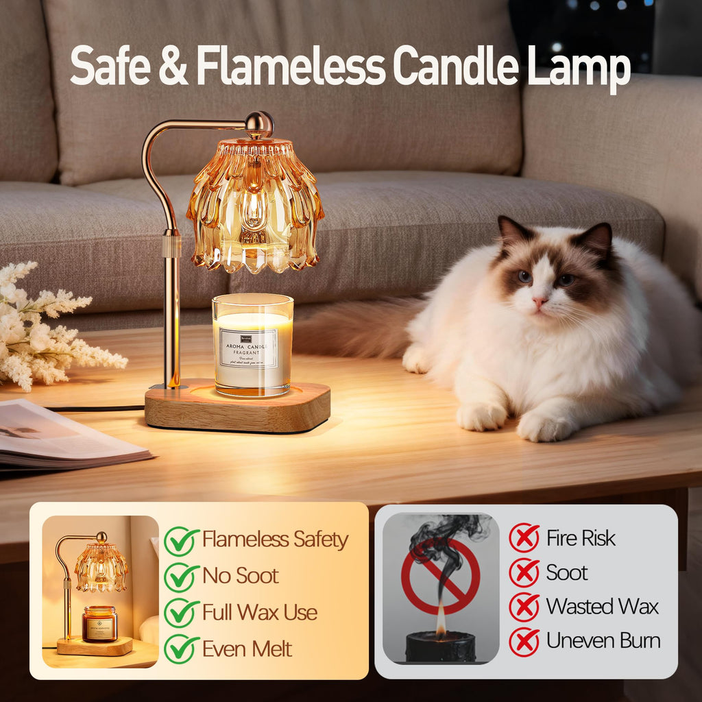 Candle Warmer Lamp with Timer - Flower Electric Wax Melter Warmer Adjustable Height for Jar Candles, Gift for Women, Mom, Christmas, Birthday,Home Decor