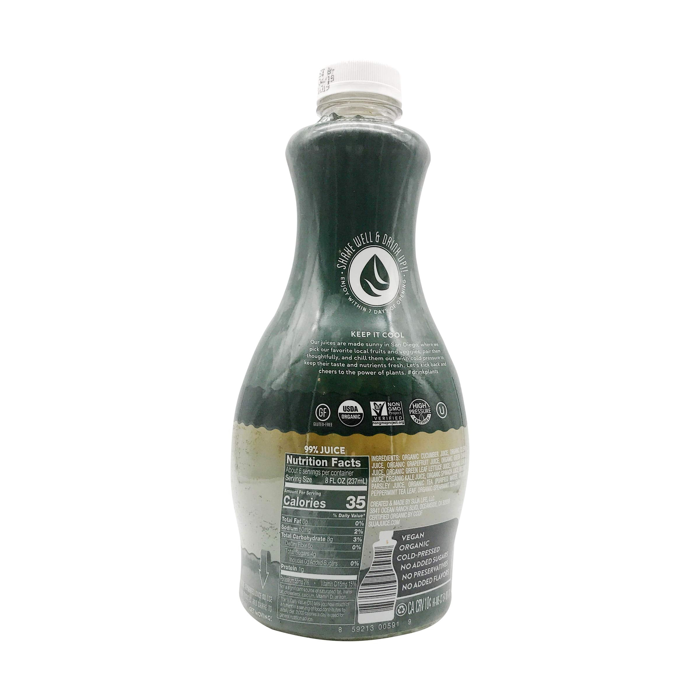 Suja Organic Cold-Pressed Uber Greens, Green Juice full of Leafy Green Cucumber, Celery, Chard, Lettuce, Kale & Grapefruit, Vegan, Plant-Based & USDA Certified (46 Fl Oz)