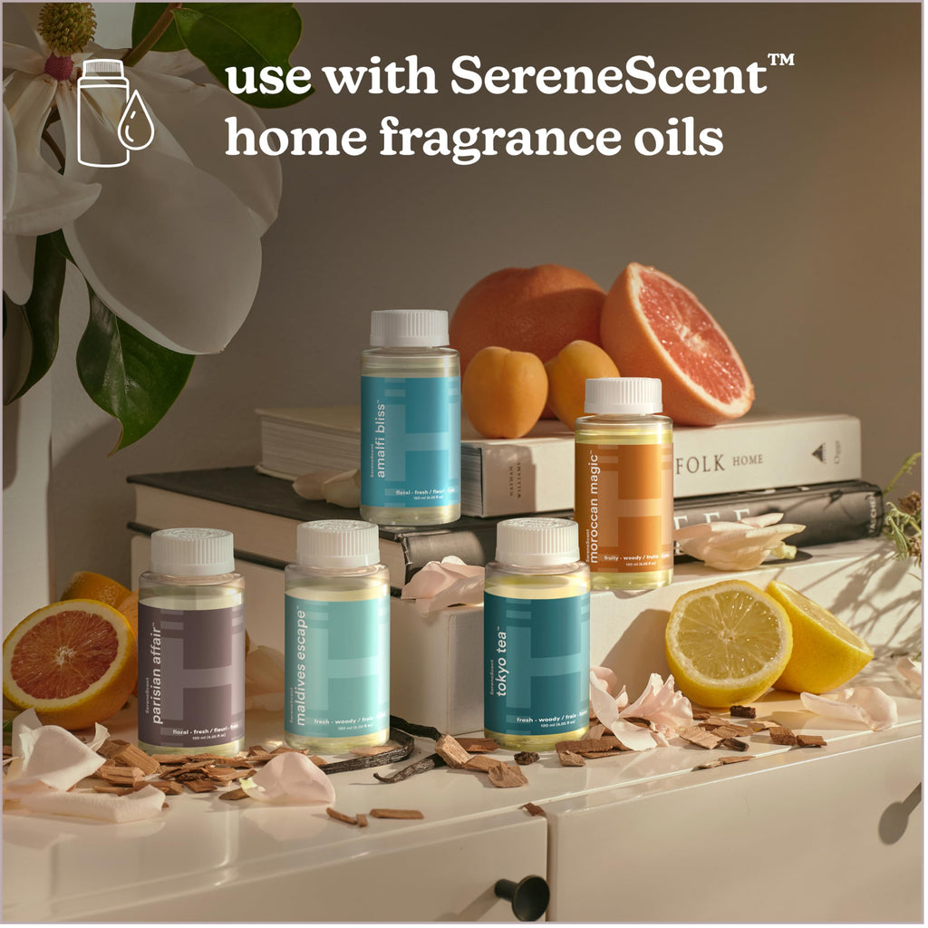 Homedics SereneScent Waterless Essential Oil Diffuser, Home Fragrance Scent Diffuser for Large Rooms, No Water Needed, Patented Air Diffusion Technology, Oil Sold Separately, Champagne
