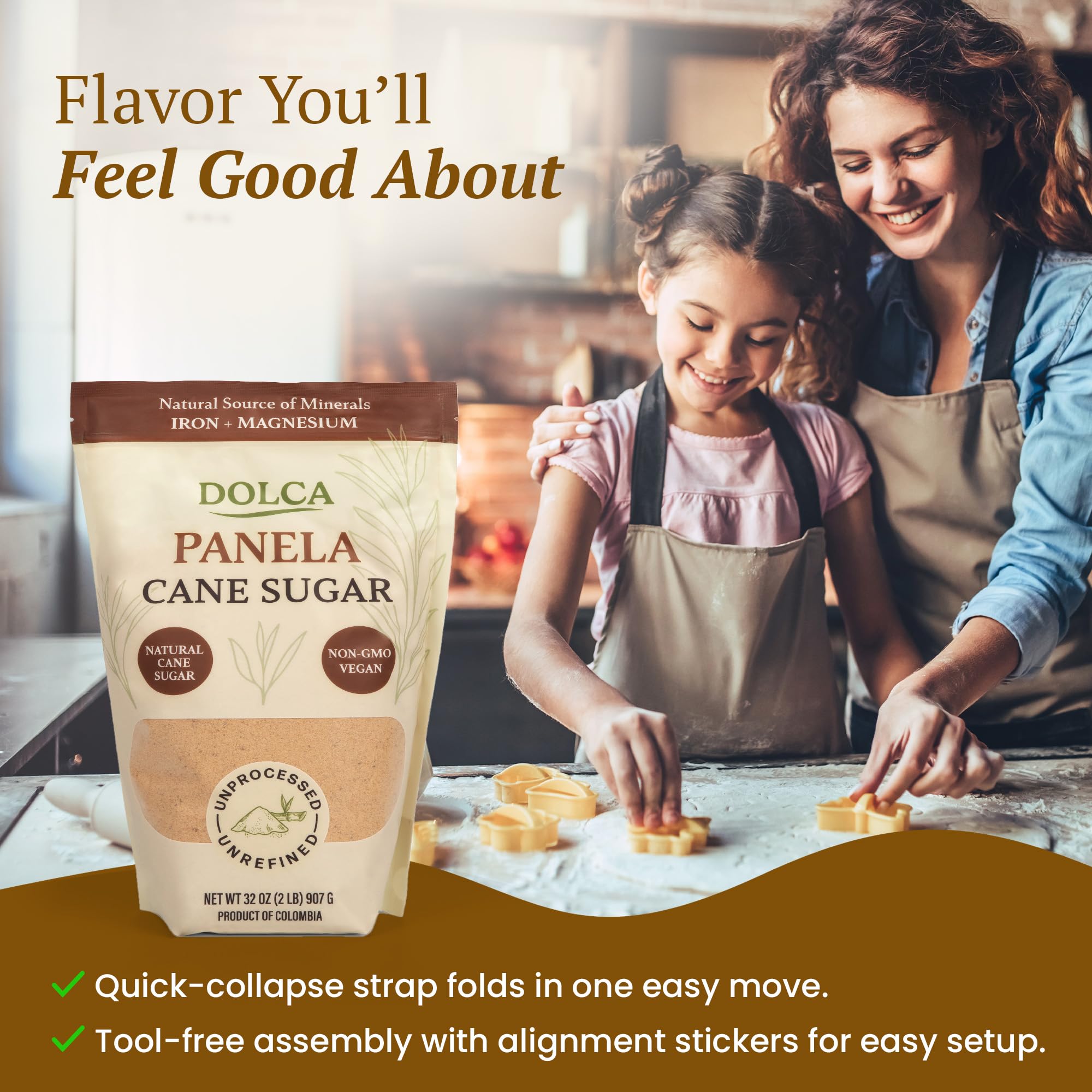 Dolca Panela – Unrefined Cane Sugar from Evaporated Cane Juice – Granulated Panela with Rich Caramel Flavor – 1:1 Replacement for Brown Sugar in Coffee, Tea & Baking
