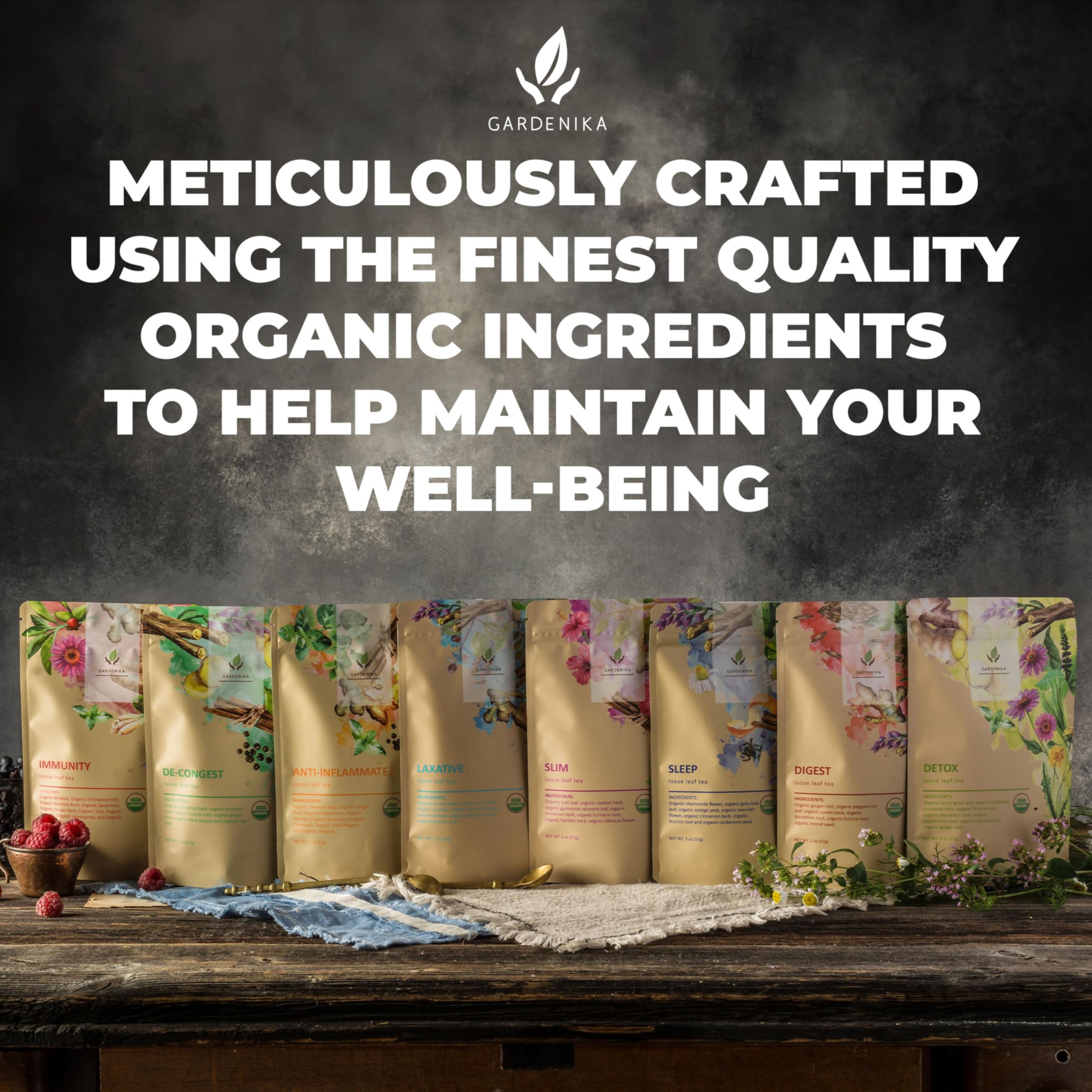 Gardenika Organic Flamma-tea Loose Leaf Turmeric Ginger Tea | with Cinnamon & Pepper | 100% Natural | Caffeine Free | Herbal Wellness Tea | Premium Blend | 1 lb (454g)