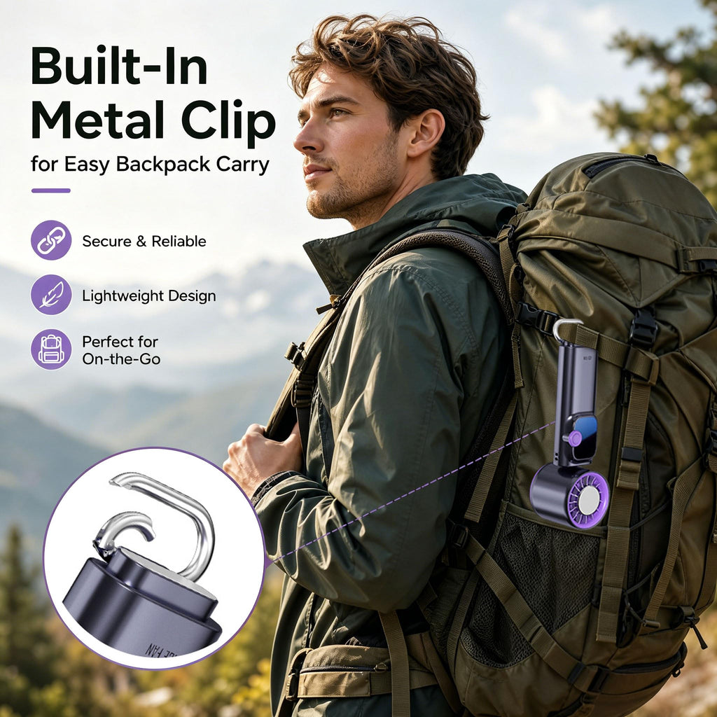 Handheld Fan Ice Cooling, Portable Turbo Fan with Ice Cooler, 199 Wind Speed, Rechargeable Foldable Hangable, 20000 RPM 4000mAh Battery, Small Personal Pocket Fan for Outdoor Travel with Metal Hanger