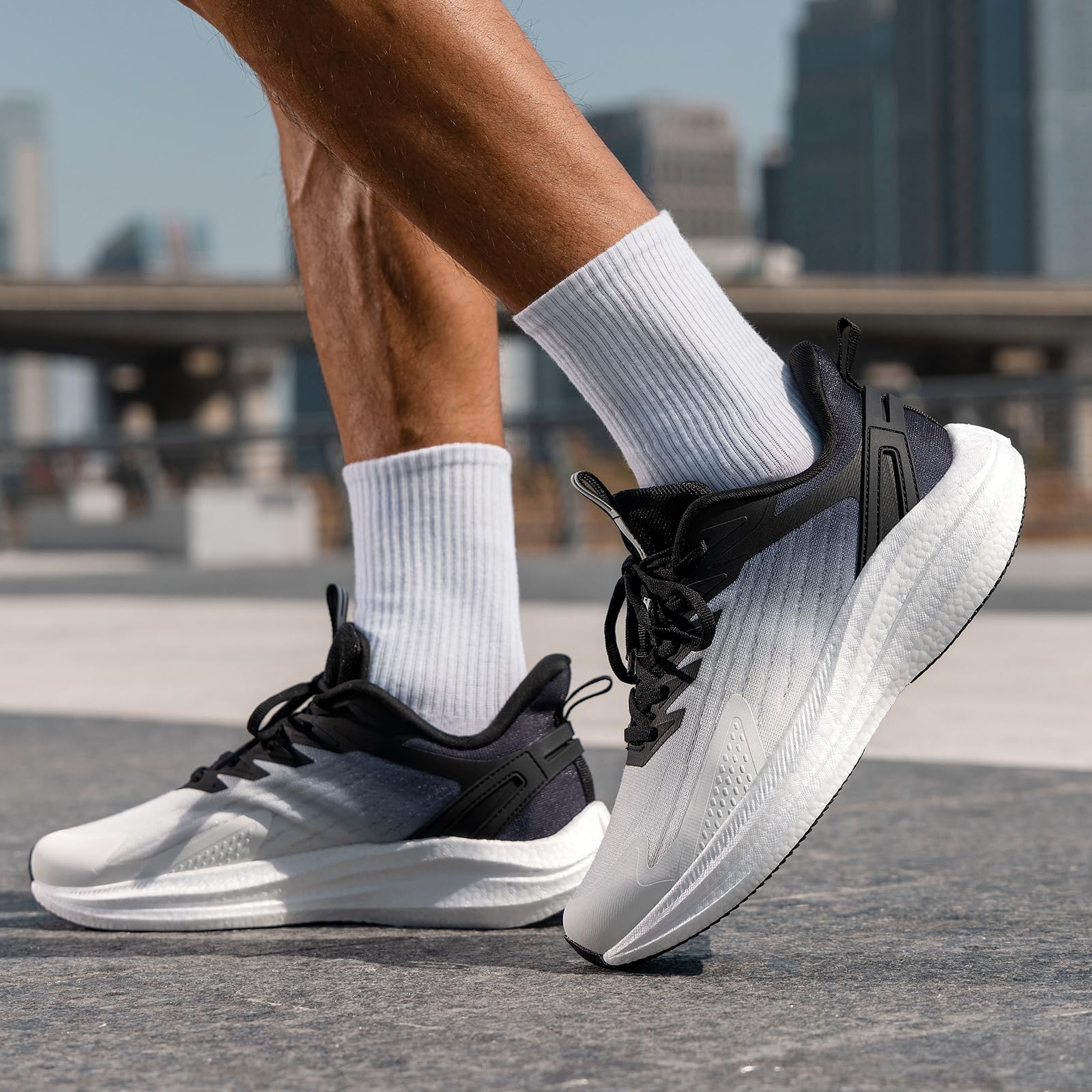 OUTJET Men's Road Running Shoes Lightweight Cushioning Athletic Walking Sneakers - Comfortable Non Slip Jogging Outdoor Gym Workout Tennis Shoes Active5K Black