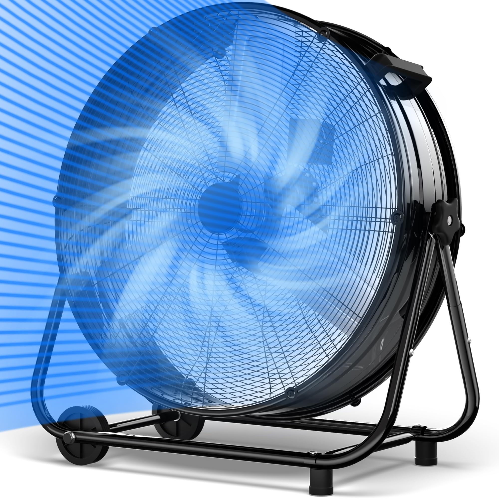 AKIRES 40 Inch Industrial Drum Fan,24800 CFM High Velocity Floor Fan With 360°Adjustable Tilt,Heavy Duty Metal Fan with 1200 Sq.ft,3 Speed,Electric Fan For Commercial,Factory,Basement(Black)