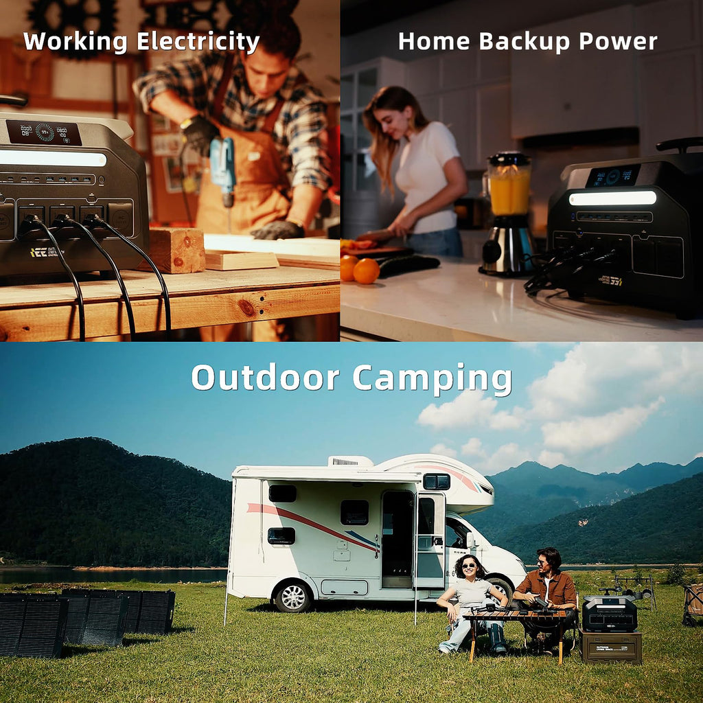 IEE P2400 Portable Solar Generator,2400W 4xAC Outlet(Peak 5000W),1800W 1.2H Fast Charge,2048WH Lifepo4 Battery,5-8MS EPS Switch APP Control Below 30DB Quiet Power Station for Home Backup,RV.Outdoor.