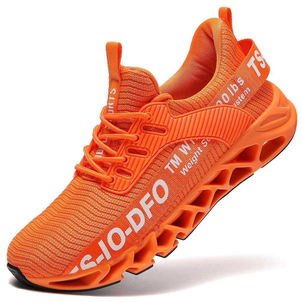 FRSHANIAH Sneakers for Men Slip On Casual Sport Running Shoes Athletic Tennis Walking Shoes Breathable Fashion Gym Runner Jogging Shoes Orange Size 8