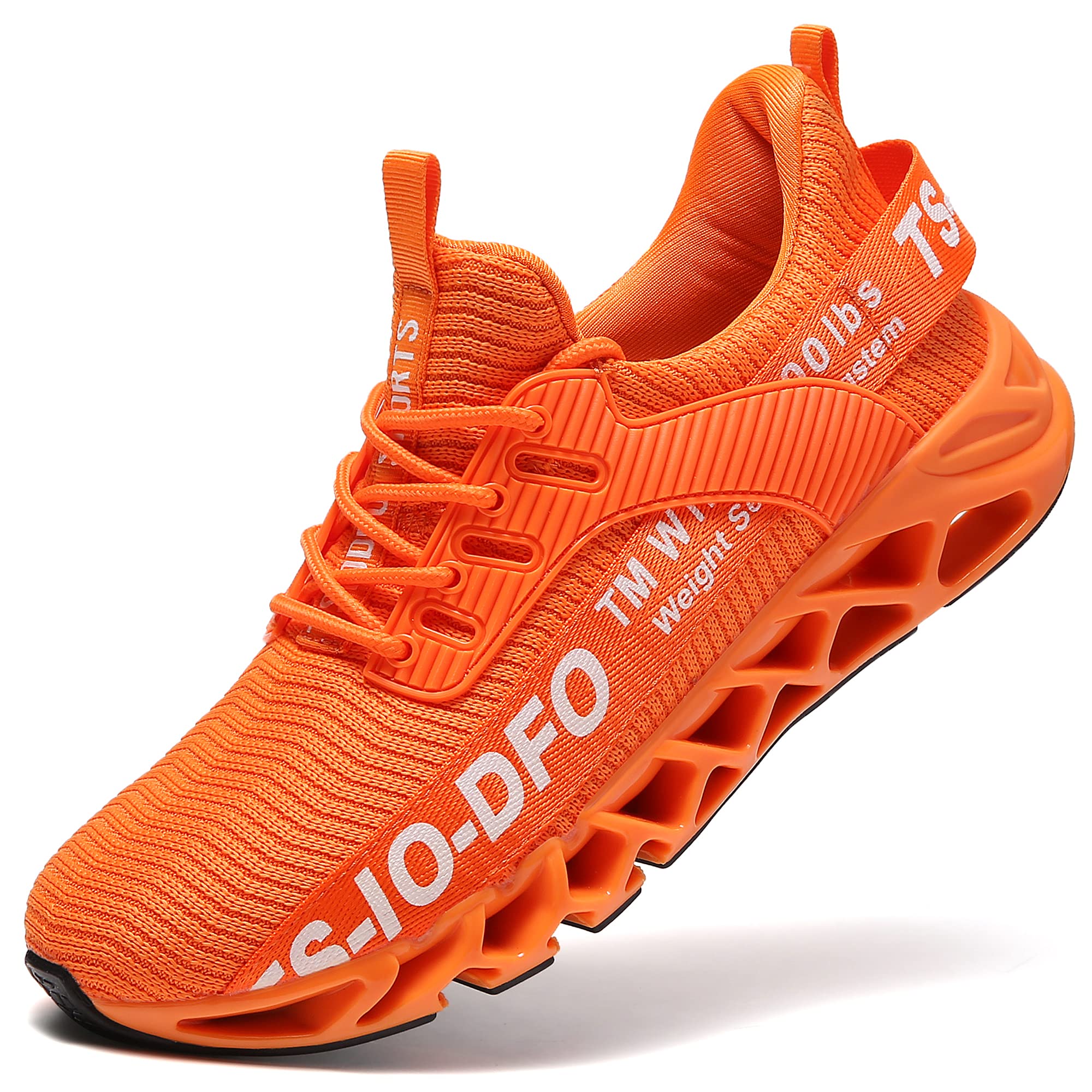 FRSHANIAH Sneakers for Men Slip On Casual Sport Running Shoes Athletic Tennis Walking Shoes Breathable Fashion Gym Runner Jogging Shoes Orange Size 8