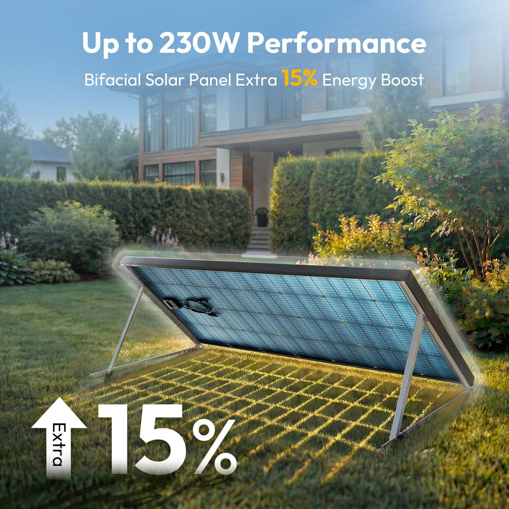 JJN Bifacial 200 Watt Solar Panel 12V 10BB Monocrystalline Solar Panels High Efficiency Solar Module for RV Home Battery Charging Farm Trailer Camper Marine Off Grid System Single Piece