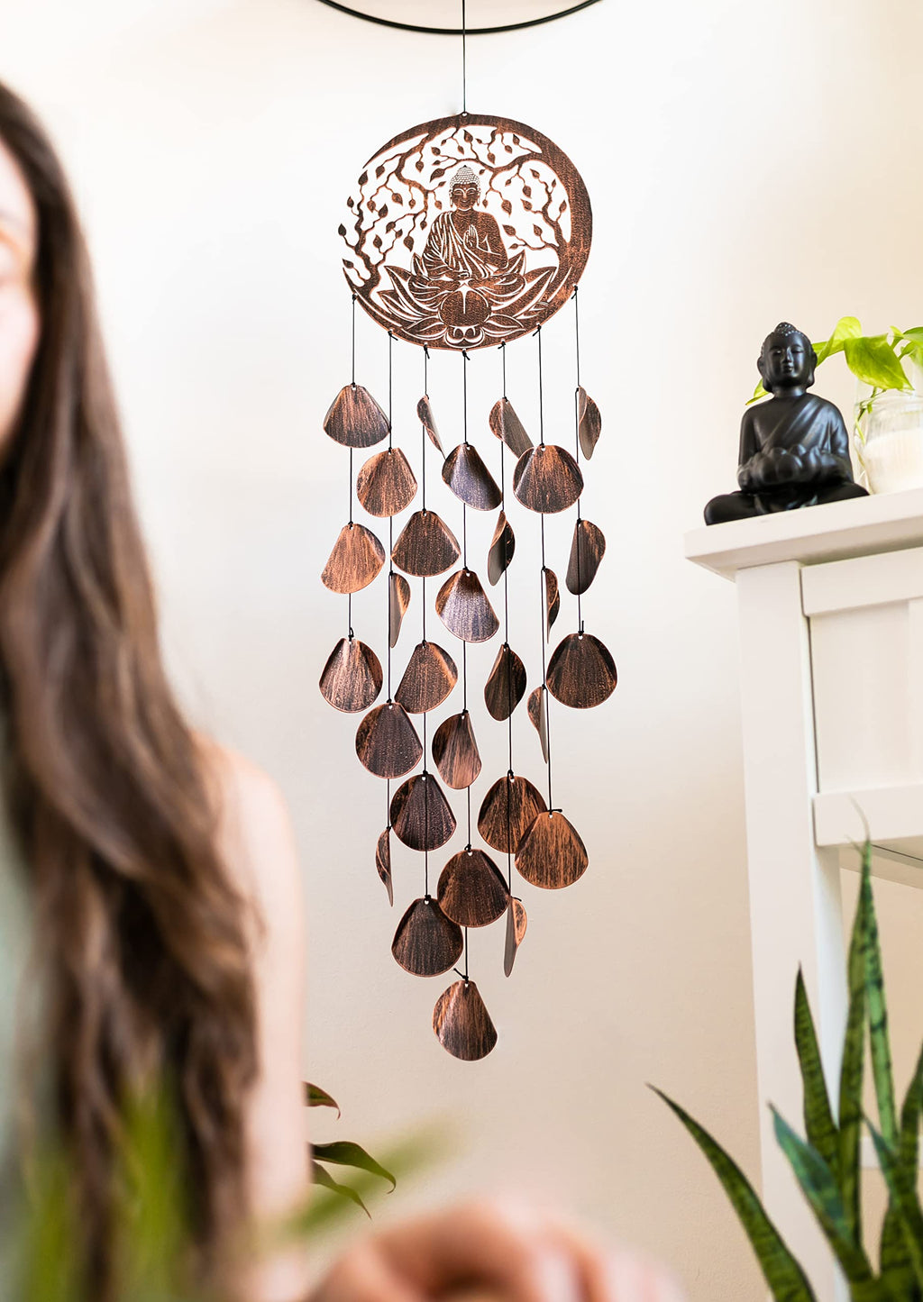 VP Home Shimmering Serenity Buddha Outdoor Garden Decor Wind Chime