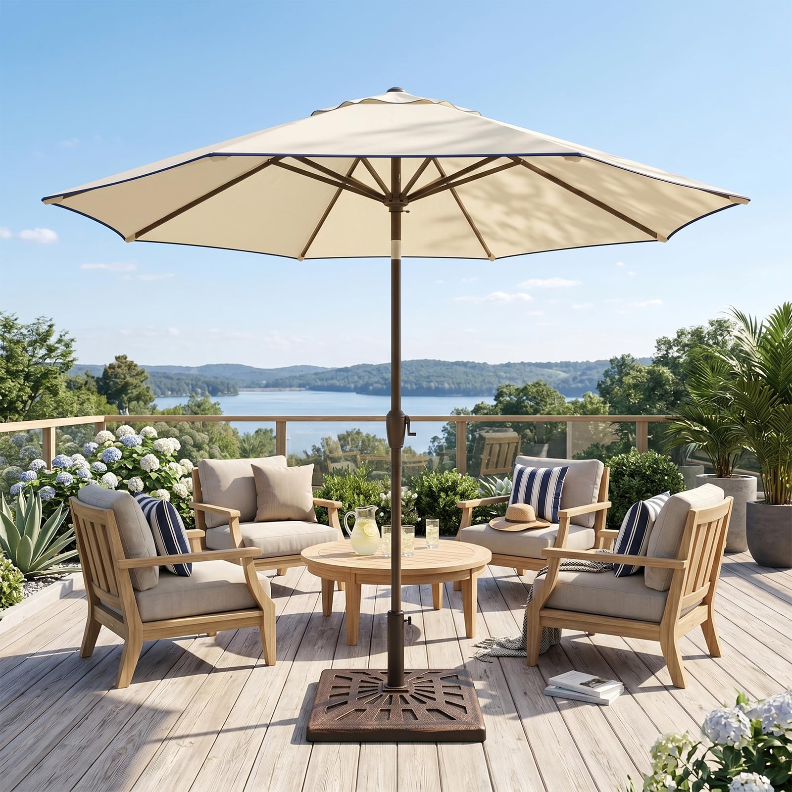 T&Jero 42 lb Square Heavy Duty Patio Market Table Umbrella Base Stand Weight for Outdoor, Bronze