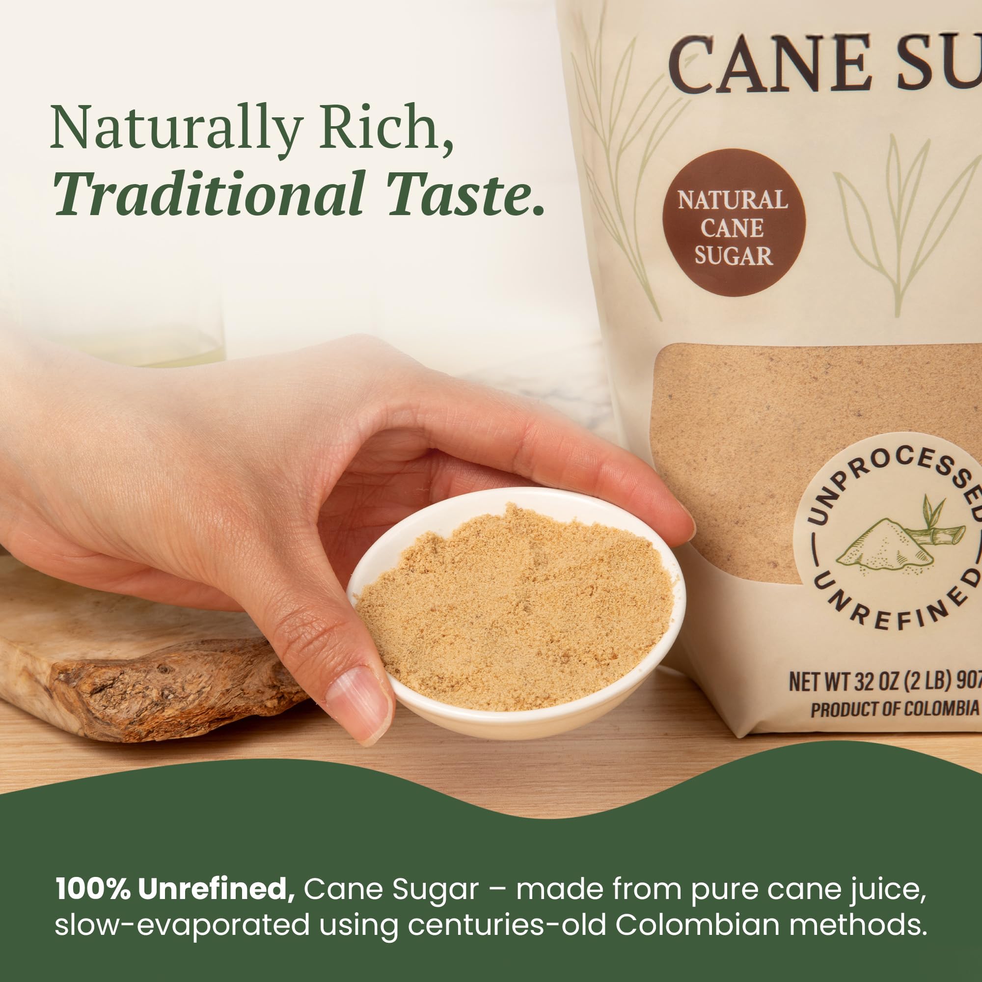 Dolca Panela – Unrefined Cane Sugar from Evaporated Cane Juice – Granulated Panela with Rich Caramel Flavor – 1:1 Replacement for Brown Sugar in Coffee, Tea & Baking