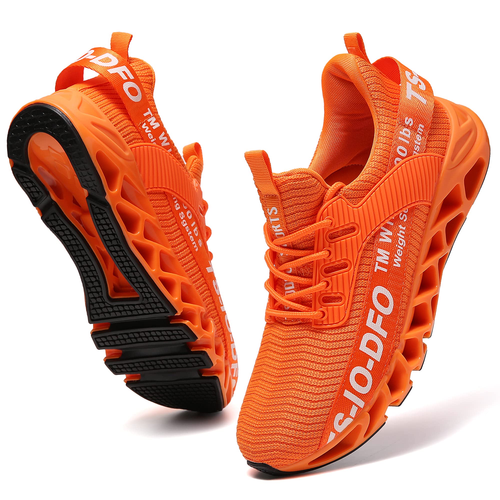 FRSHANIAH Sneakers for Men Slip On Casual Sport Running Shoes Athletic Tennis Walking Shoes Breathable Fashion Gym Runner Jogging Shoes Orange Size 8
