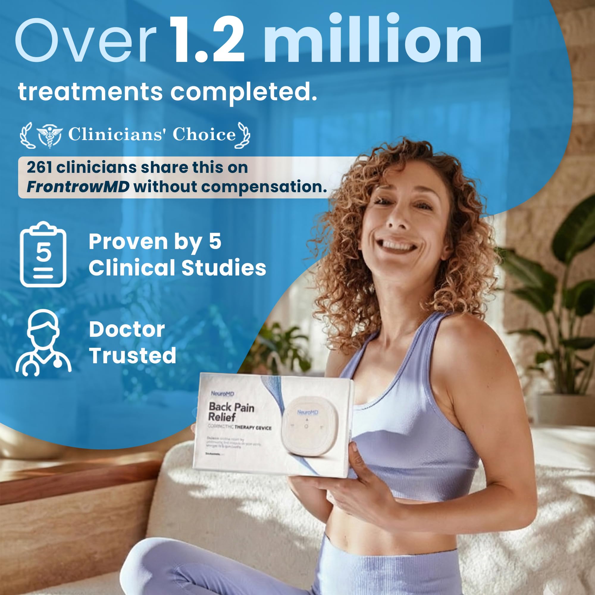NeuroMD: Corrective Therapy Device for Back Pain - FSA-HSA Eligible NMES Wireless Muscle Stimulator for Pain Relief: 2 Studied Modes for Targeted Back Pain, Muscle Strengthening & Sciatica Support