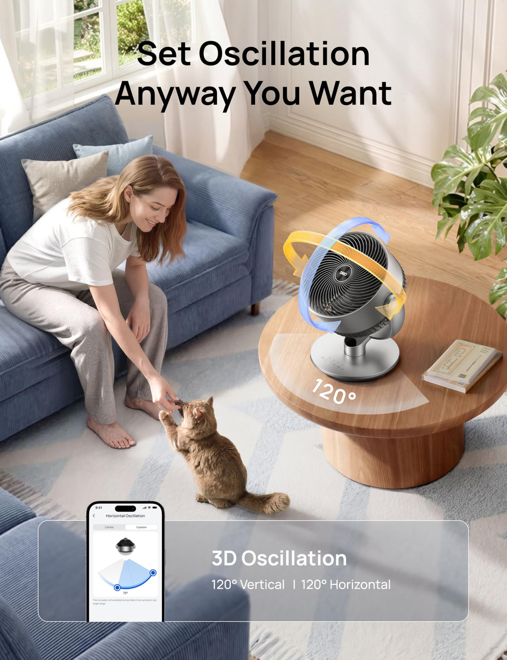 Dreo 16 Inch 25dB Quiet Smart Fans for Bedroom, DC Room Fan with Remote, 120°+120° Oscillating Fan, 6 Modes, 9 Speeds, 12H Timer,Works Alexa/Google/WiFi/Voice Control, Silver, Oversize (DR-HAF004S)