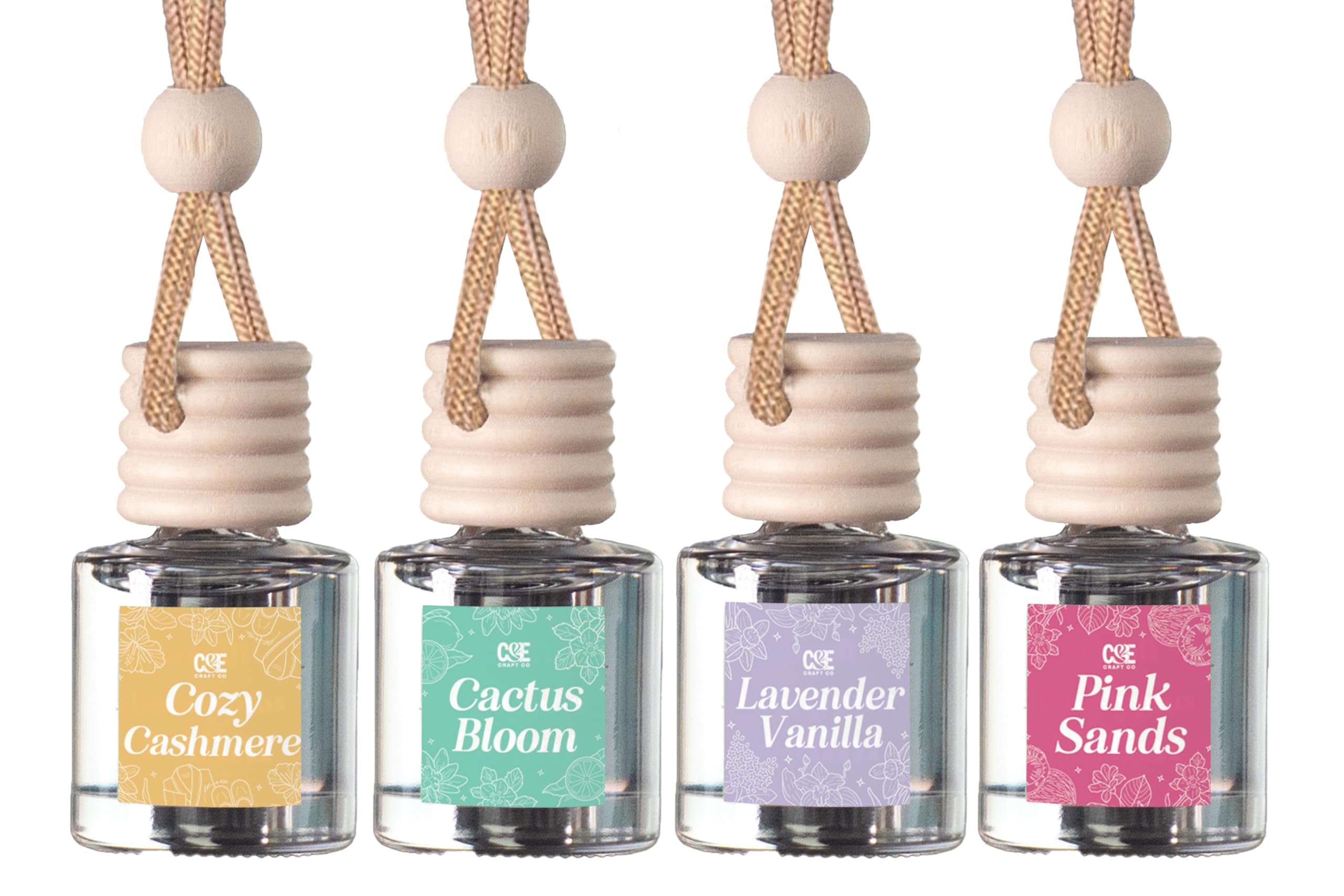 CE Craft Hanging Car Air Freshener – Fragrance Oil Diffuser with Essential Oils – Long-Lasting Aromatherapy Scents for Automobiles – 4 Pack, Floral