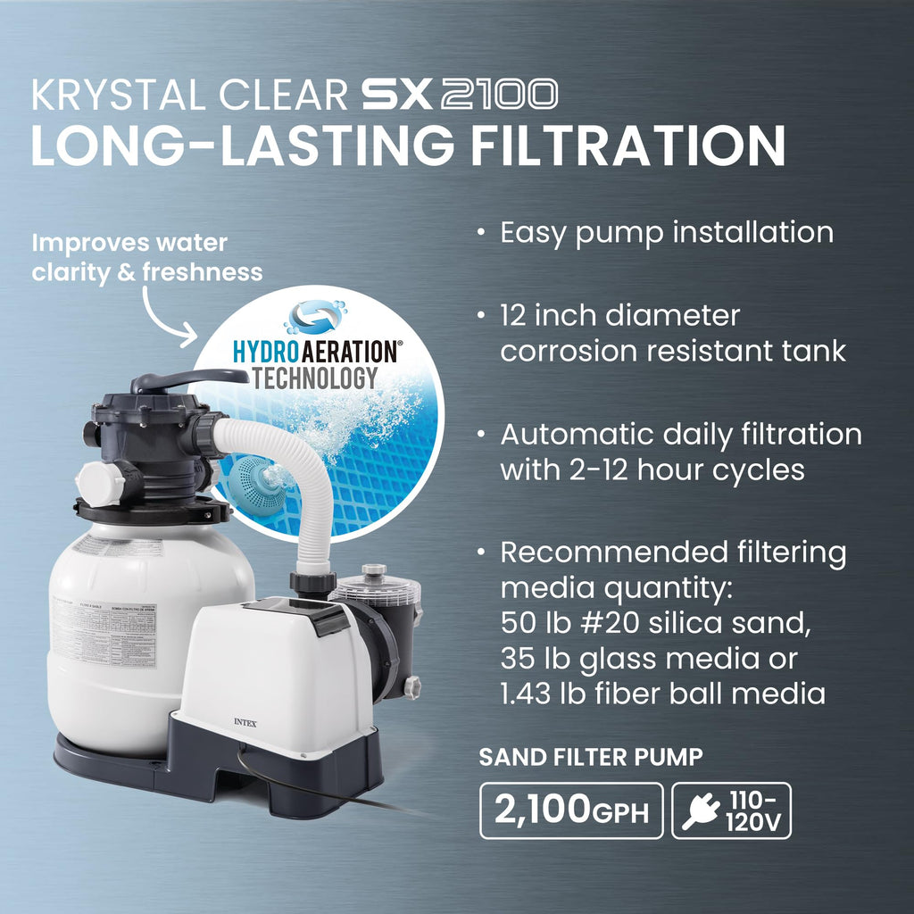 INTEX Ultra XTR 22 ft x 48 in Above Ground Pool Set, Round Swimming Pool with Steel Frame, 2100 GPH Sand Filter Pump, Ladder, Cover, & Ground Cloth