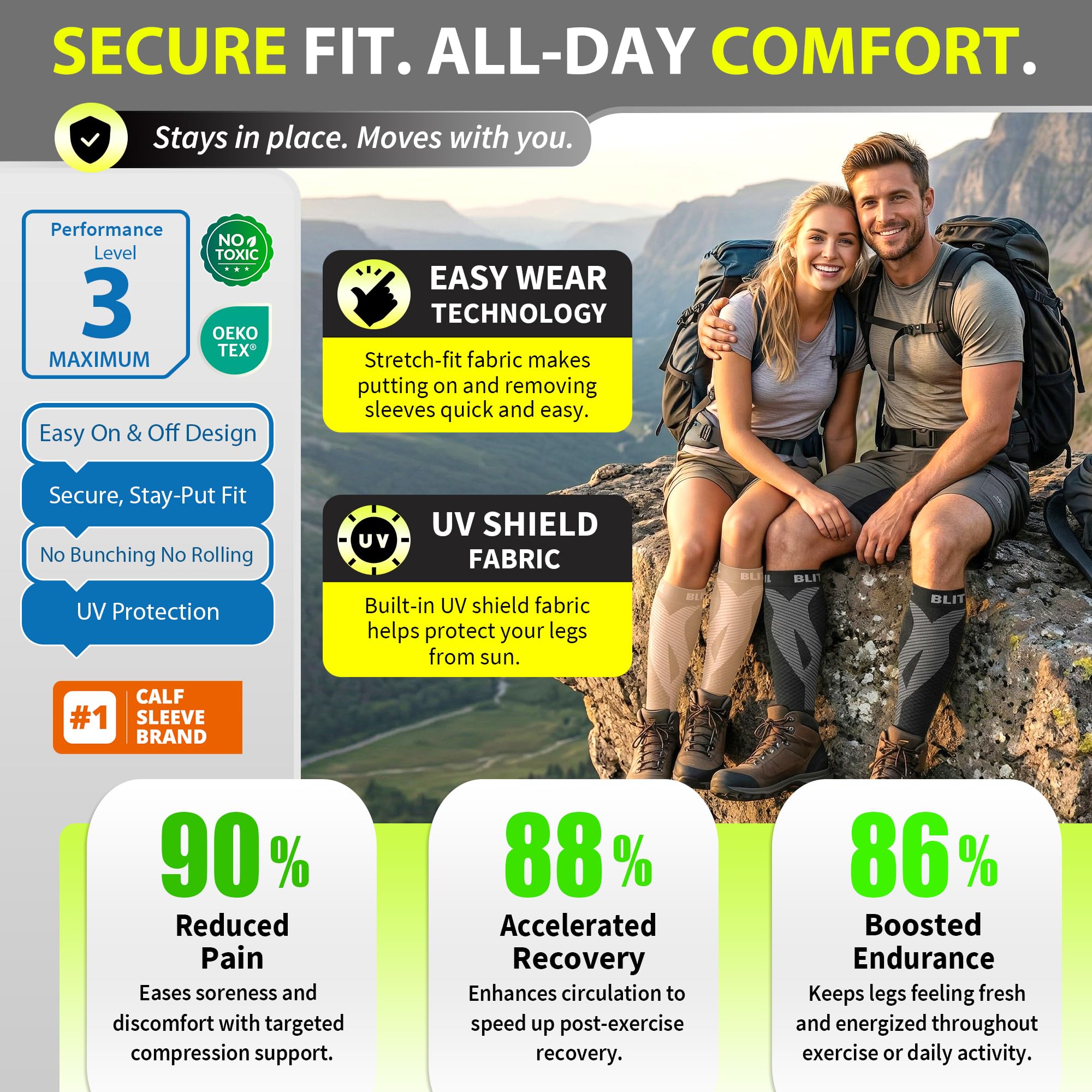 BLITZU Calf Compression Sleeves for Men and Women. Footless Compression Socks Support for Varicose Vein, Nursing, Running. Leg Sleeve Brace for Shin Splints, Pain Relief & Reduces Swelling Nude S-M