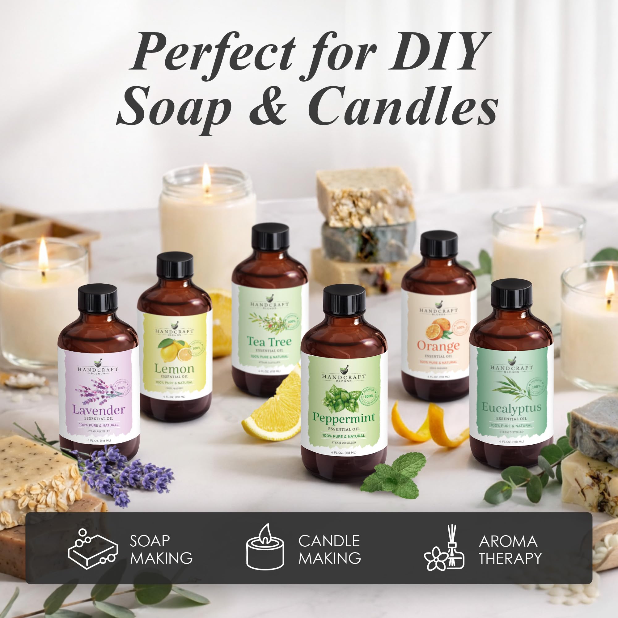 Handcraft Blends Lavender Essential Oil – Huge 4 Fl Oz – 100% Pure and Natural – Premium Grade Essential Oil for Diffuser and Aromatherapy, Skin, Massage, Candle and Soap Making Fragrance