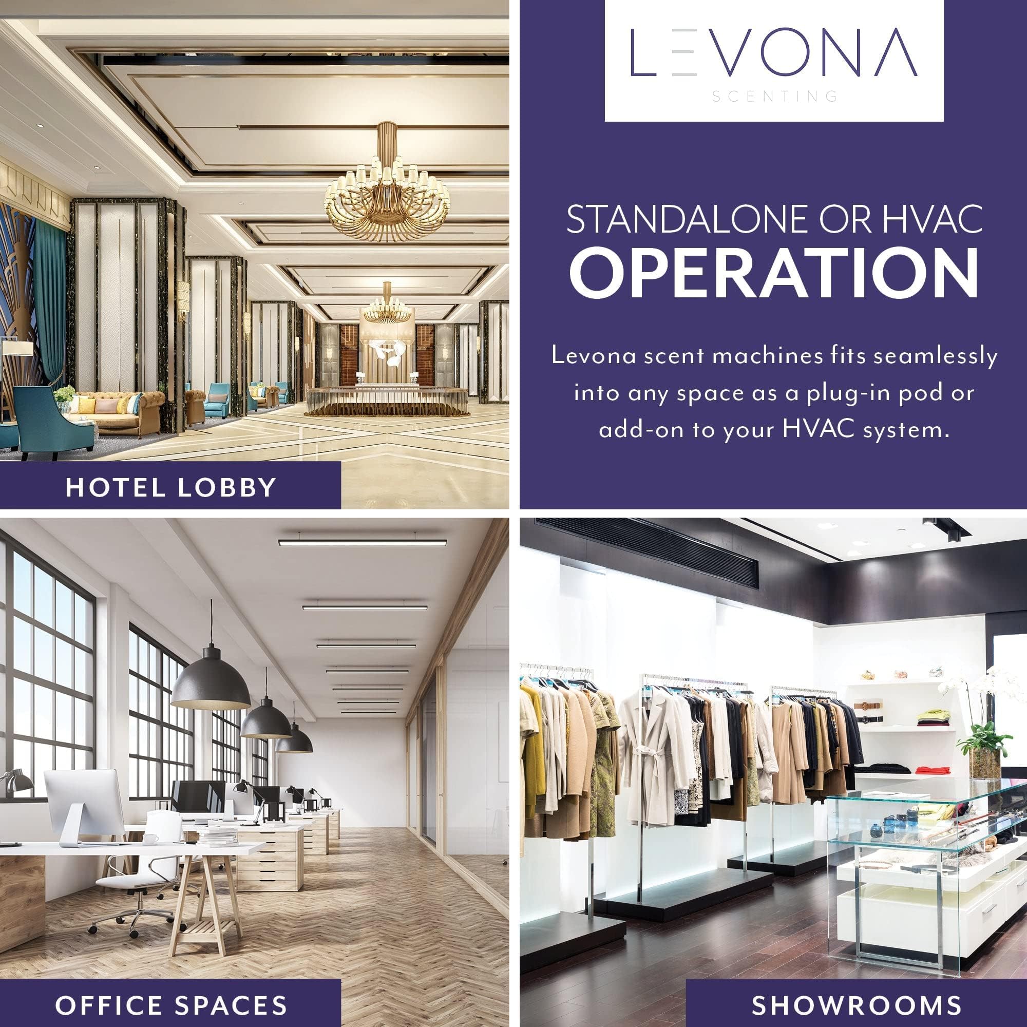Levona Scent Lavanda 2000 Diffuser - HVAC System with Smart App Control, Scent Diffuser for Whole House, Office, Hotel, & Large Spaces - Covers 6000 sq ft - Includes Black Velvette 700ml Essential Oil