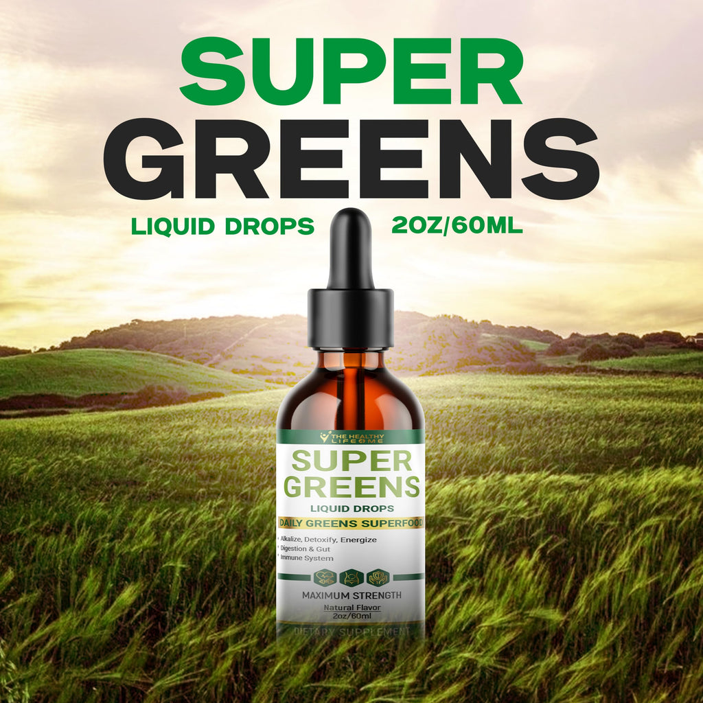 Liquid Super Greens Drops | Powerful Antioxidants | Immune Support | Digestive Health | Peppermint Flavor | by The Healthy Life for Me | 2oz - 30 Day Supply