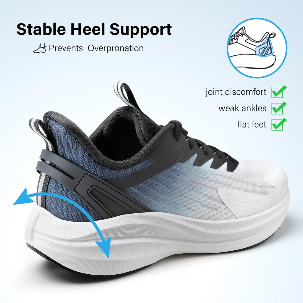 OUTJET Men's Road Running Shoes Lightweight Cushioning Athletic Walking Sneakers - Comfortable Non Slip Jogging Outdoor Gym Workout Tennis Shoes Active5K Black