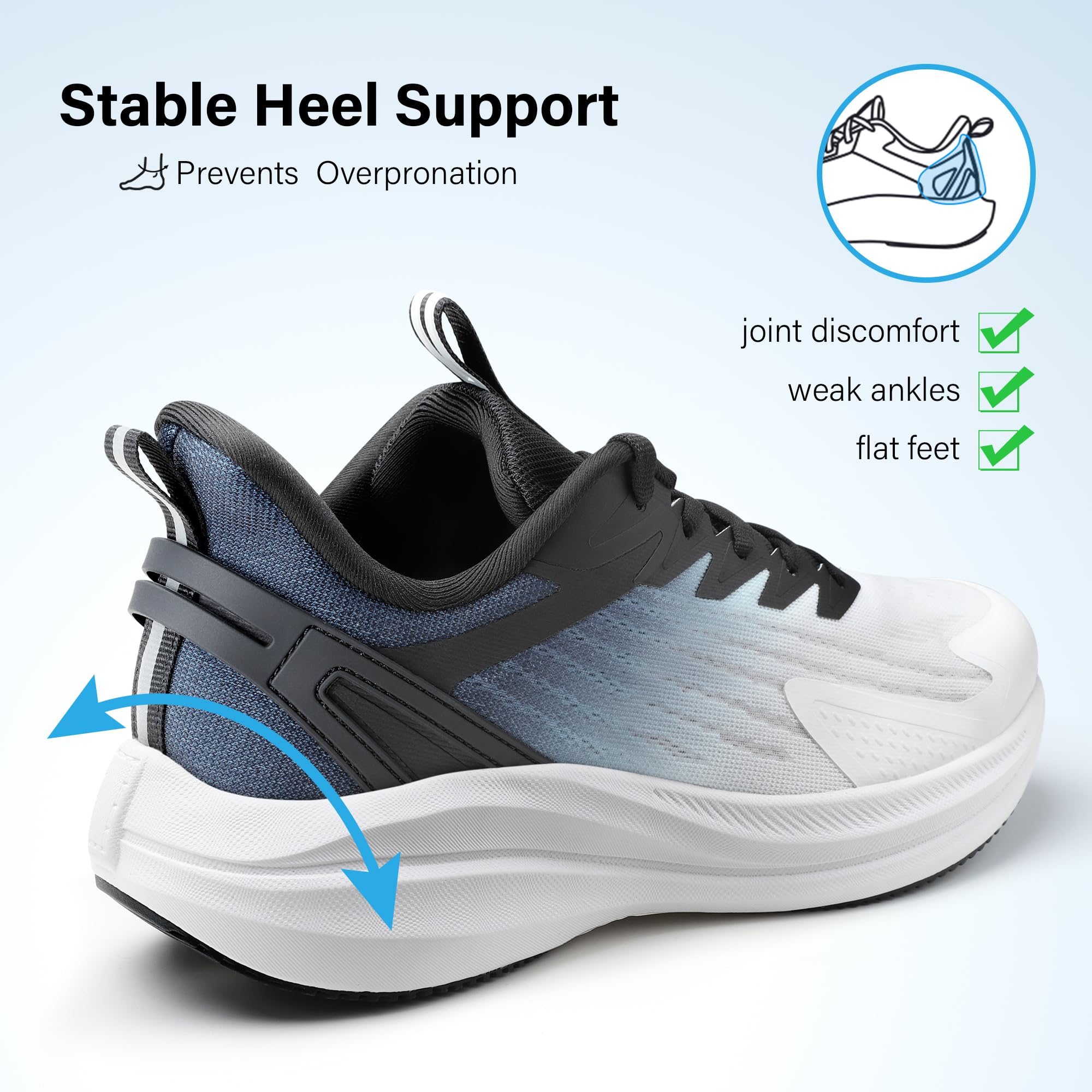 OUTJET Men's Road Running Shoes Lightweight Cushioning Athletic Walking Sneakers - Comfortable Non Slip Jogging Outdoor Gym Workout Tennis Shoes Active5K Black