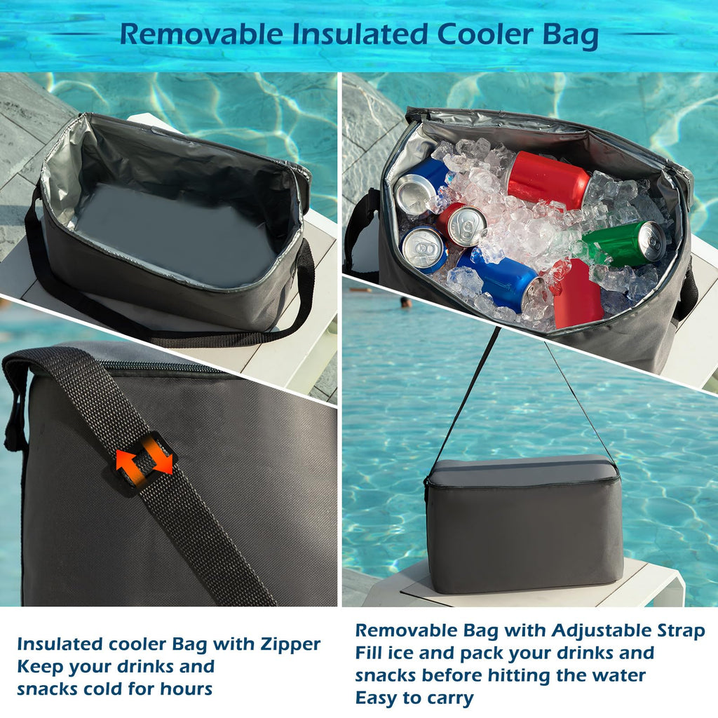 Jasonwell Heavy Duty 2 Person Inflatable River/Pool Tube Float with Removable Cooler, Tubes for Lake, Floating River Raft Lounge Floatie with 2 cup Holders For Adults, Cyan