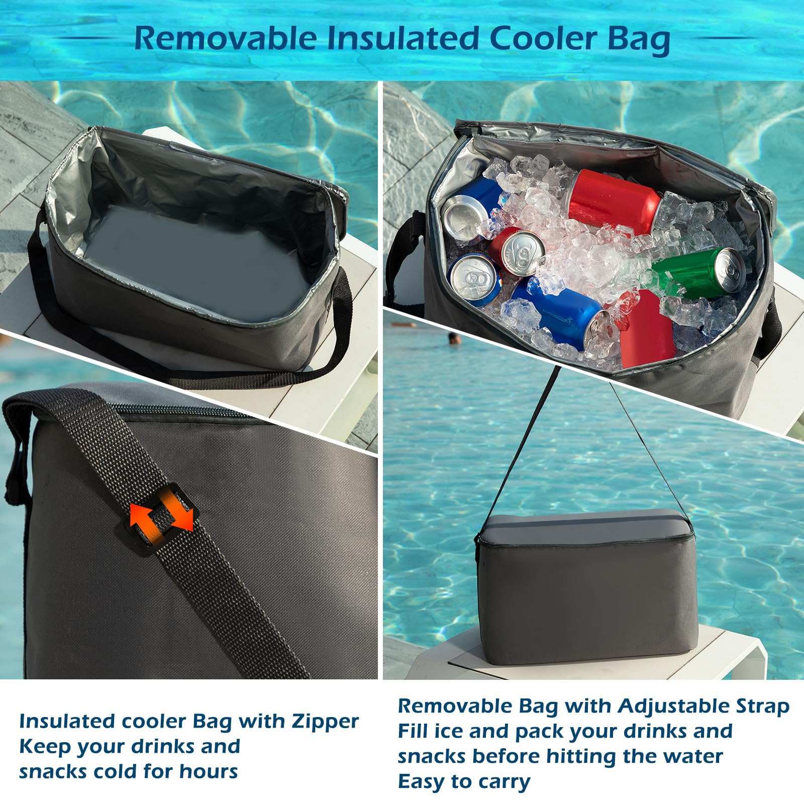 Jasonwell Heavy Duty 2 Person Inflatable River/Pool Tube Float with Removable Cooler, Tubes for Lake, Floating River Raft Lounge Floatie with 2 cup Holders For Adults, Cyan