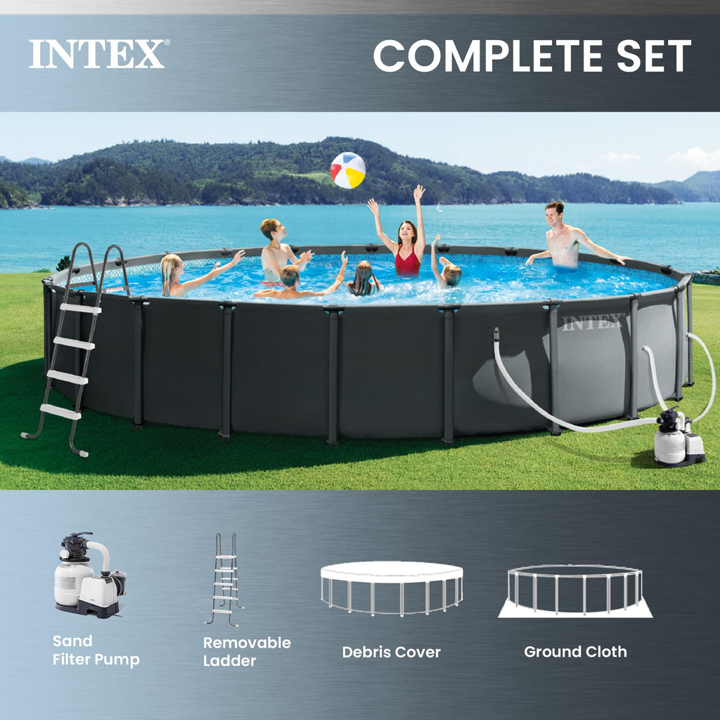 INTEX Ultra XTR 22 ft x 48 in Above Ground Pool Set, Round Swimming Pool with Steel Frame, 2100 GPH Sand Filter Pump, Ladder, Cover, & Ground Cloth