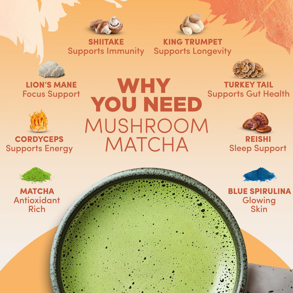 RYZE SUPERFOODS Ultimate Energy Bundle Medium Roast, USDA Organic Mushroom Coffee & Mushroom Matcha + Probiotic Creamer with 6 Adaptogenic Mushrooms for Better Energy, Focus, Digestion, Immunity, 30 serving each