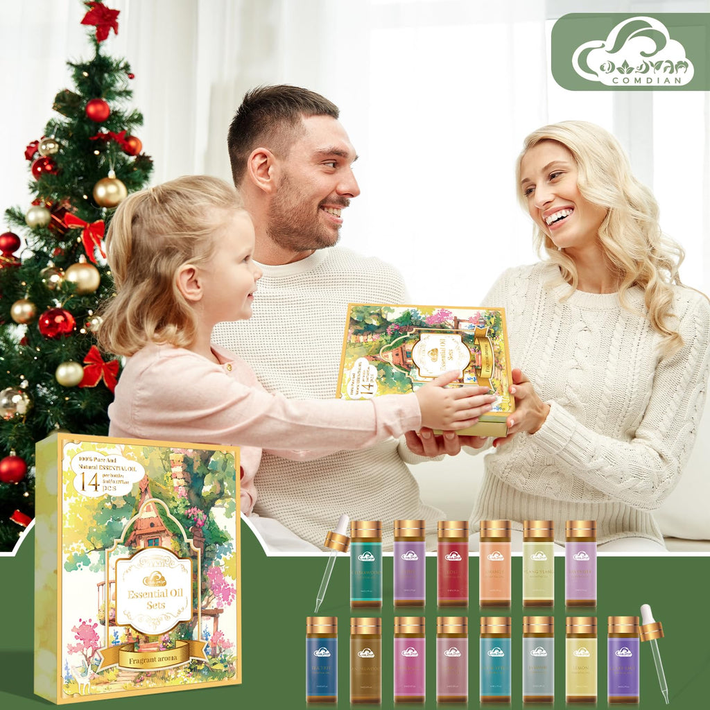 Fragrance Essential Oils Set - 14pcs, Aromatherapy Oils for Skin, Diffusers, Home Care, Humidifier Laundry, Candle Making - Tea Tree, Sandalwood, Lavender, Vanilla, Eucalyptus and More (5mL)