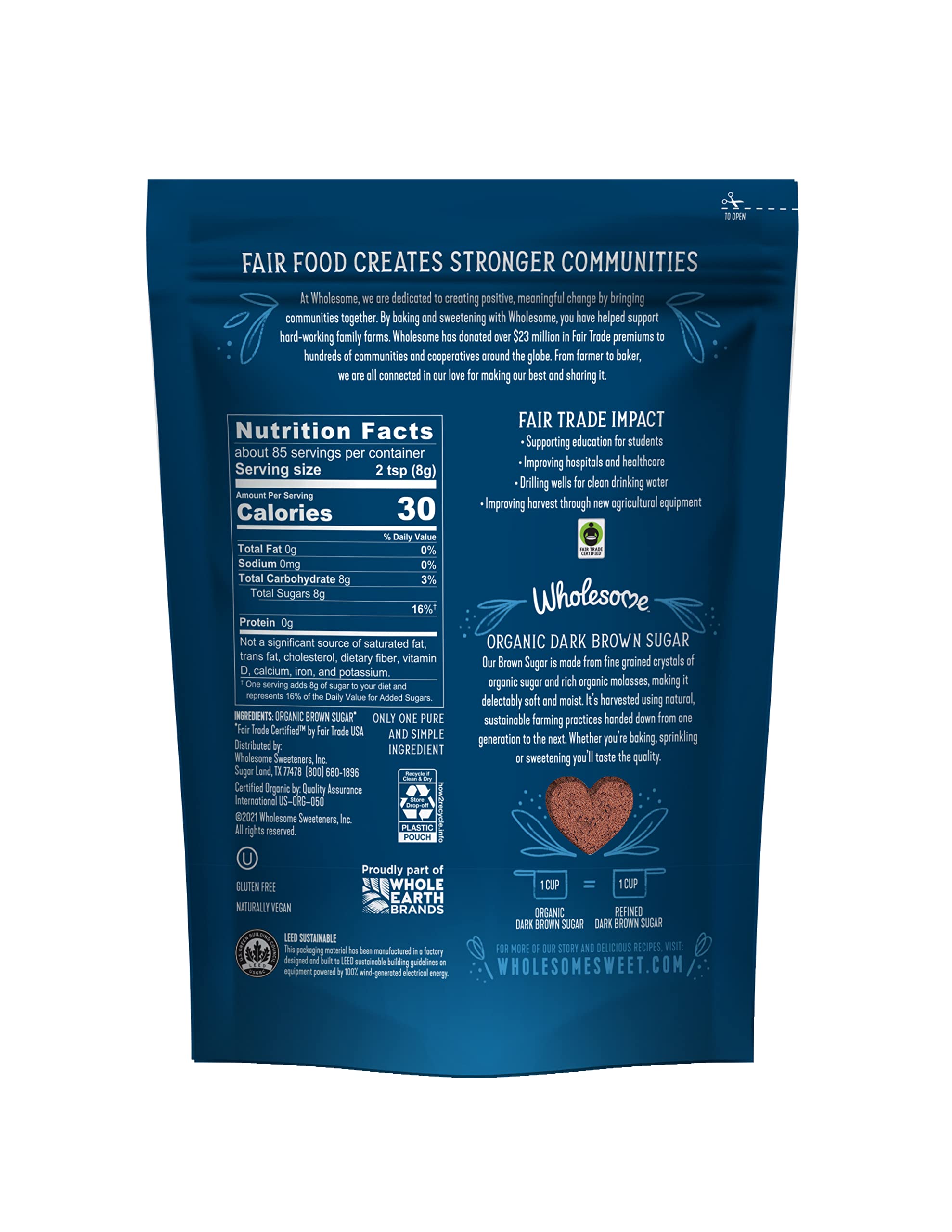 Wholesome Fair Trade Organic Dark Brown Sugar, 24oz, 6-Pack
