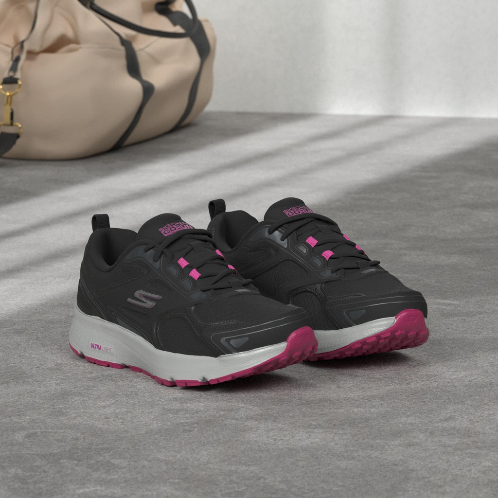 Skechers Women's Go Run Consistent Sneaker, Black/Pink, 10 Wide