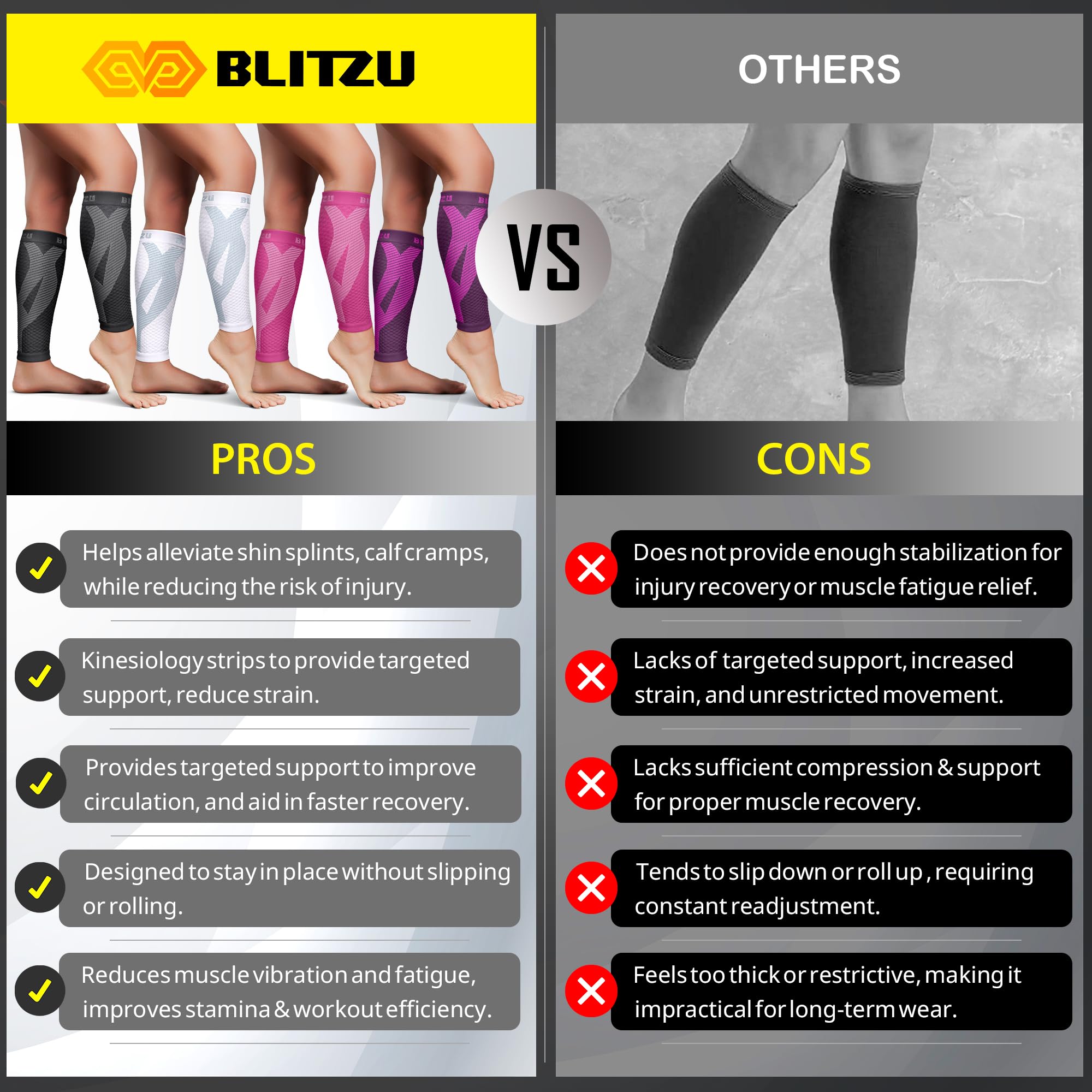 BLITZU Calf Compression Sleeves for Men and Women. Footless Compression Socks Support for Varicose Vein, Nursing, Running. Leg Sleeve Brace for Shin Splints, Pain Relief & Reduces Swelling Nude S-M