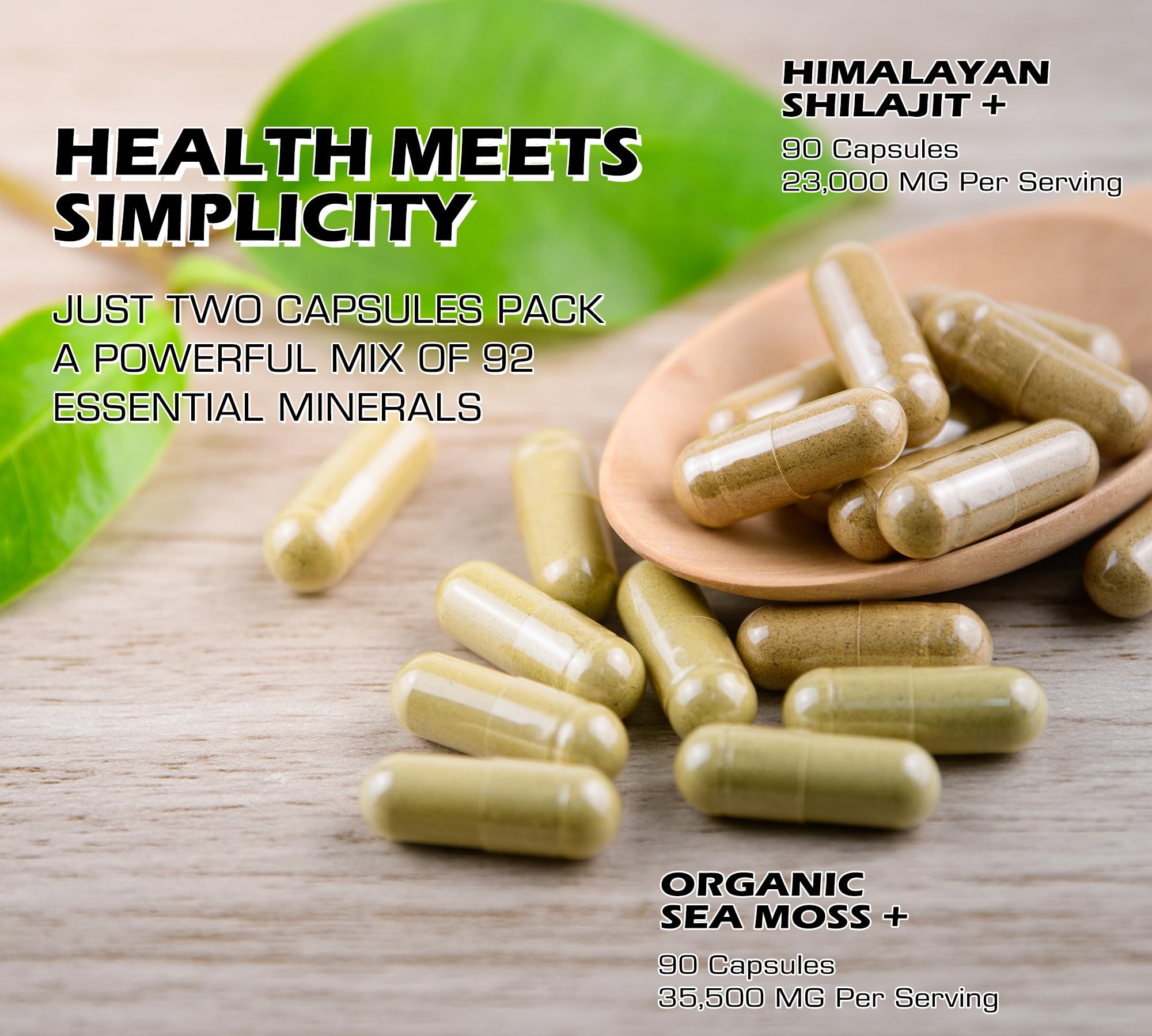 DLNIA Shilajit 9000mg, Sea Moss 17500mg, Ginger & Black Seed Oil 4000mg, Ashwagandha 5000mg, Rhodiola Rosea, 1000mg Panax Ginseng 1500mg, All in 1 Supplement - Sea Moss & Shilajit Vitality Bundle