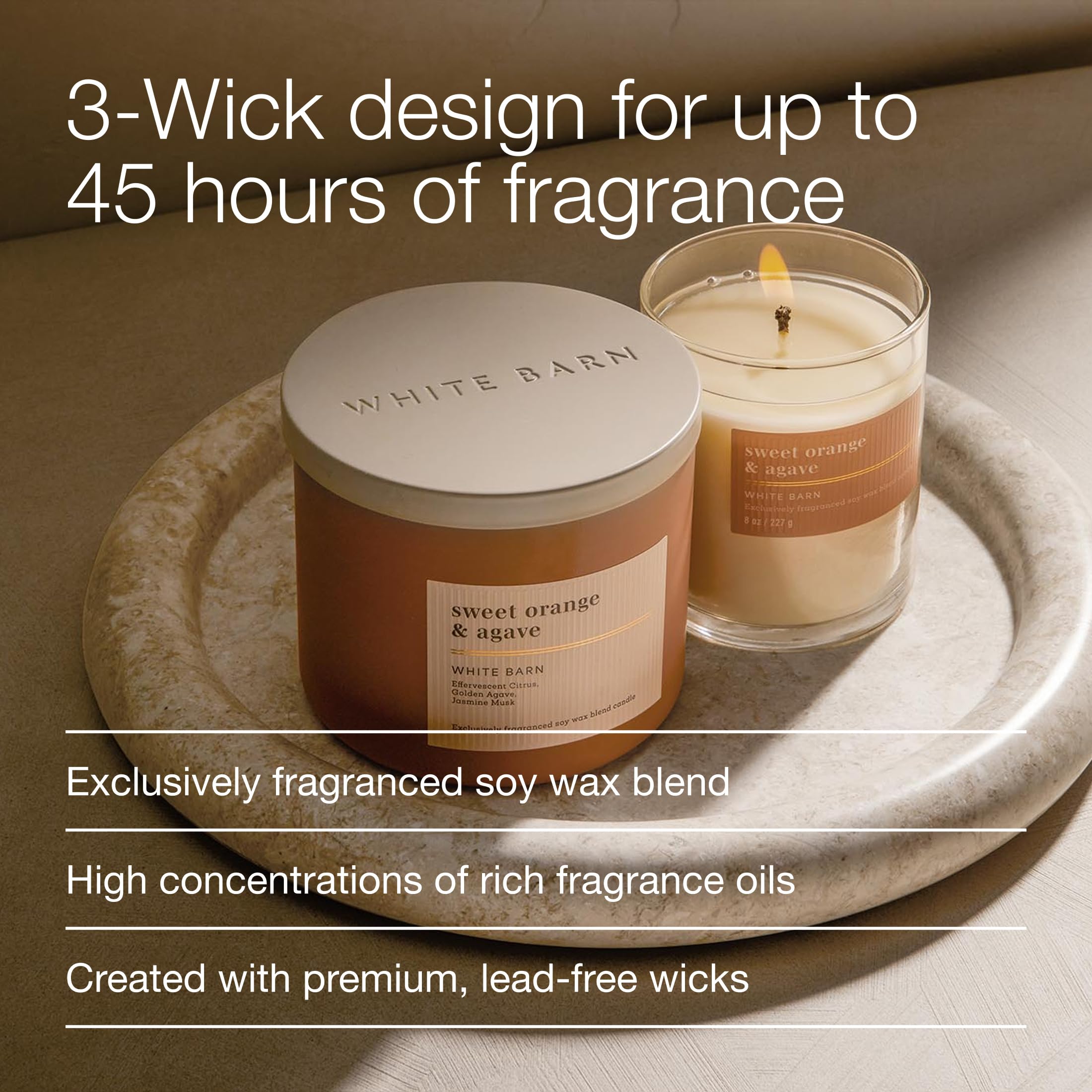 Bath & Body Works 3-Wick Candle, Sweet Orange & Agave Citrus Candle, Strong Throw, Long-Lasting Burn Up to 45 Hours, Exclusively Fragranced Soy Wax Blend, 14.5 oz - 1 Pack
