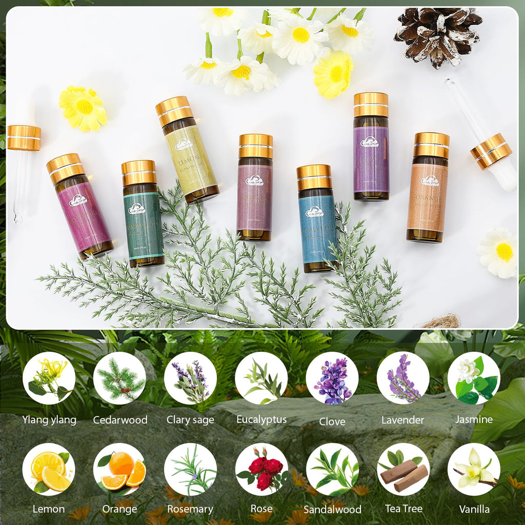 Fragrance Essential Oils Set - 14pcs, Aromatherapy Oils for Skin, Diffusers, Home Care, Humidifier Laundry, Candle Making - Tea Tree, Sandalwood, Lavender, Vanilla, Eucalyptus and More (5mL)