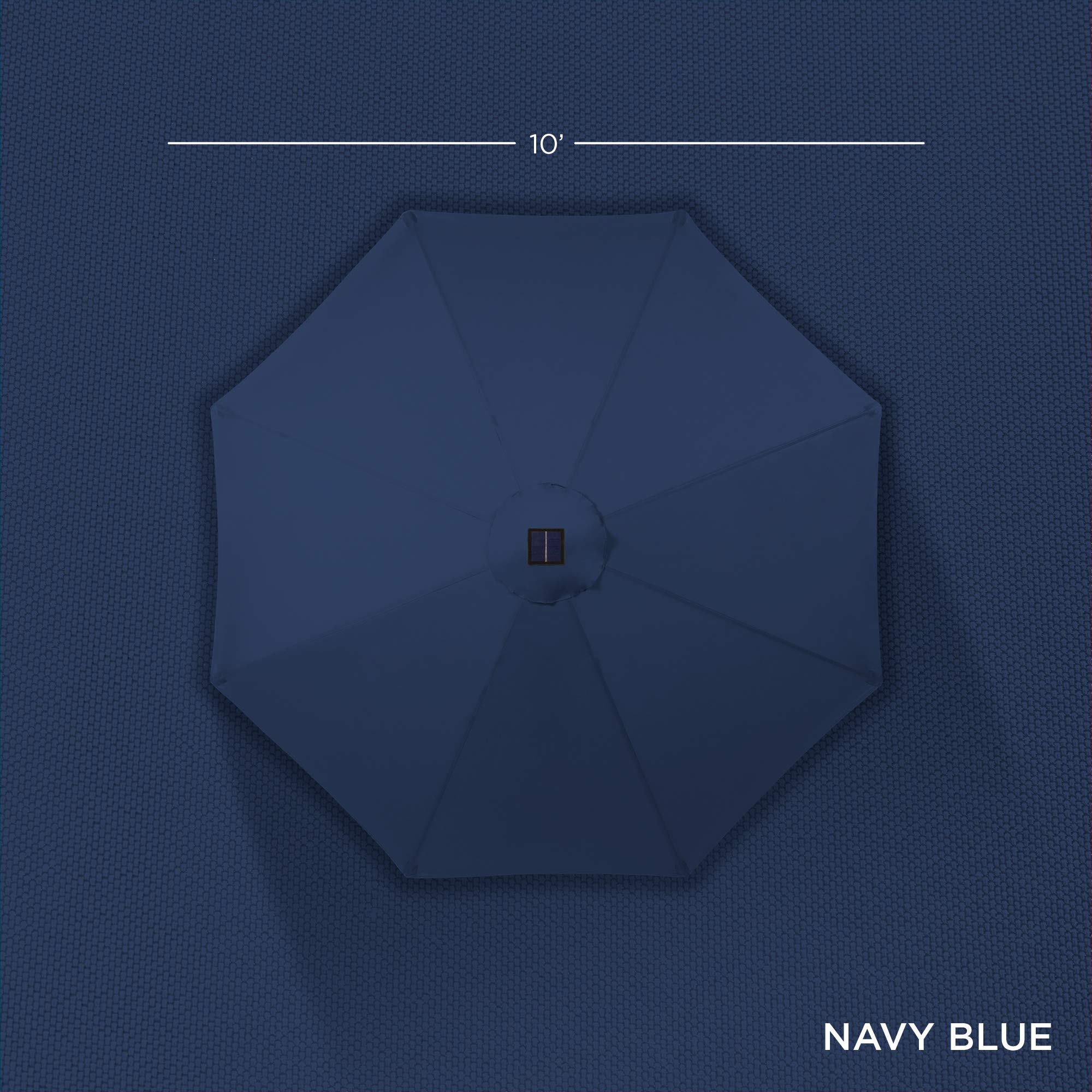 Best Choice Products 10ft Solar Polyester LED Lighted Patio Umbrella w/Tilt Adjustment and UV-Resistant Fabric - Navy Blue