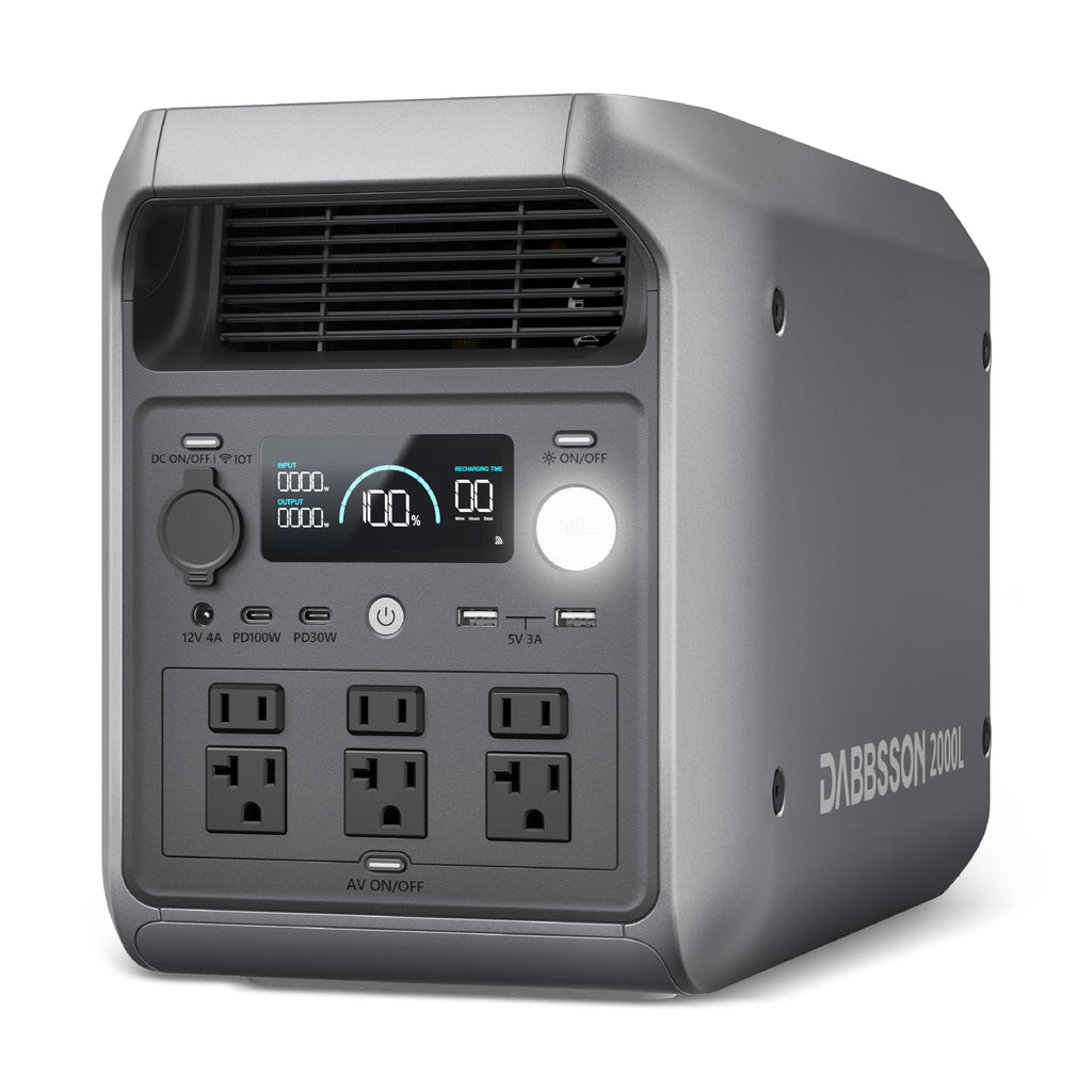 DABBSSON 2048Wh Portable Power Station, Safe Semi-Solid LiFePO4, 3300W Power Boost, 2200W AC Output 6, 41lb,Compact & Lightweight, 1.3X Runtime, 2000L Solar Generator for Camping/Home/RV