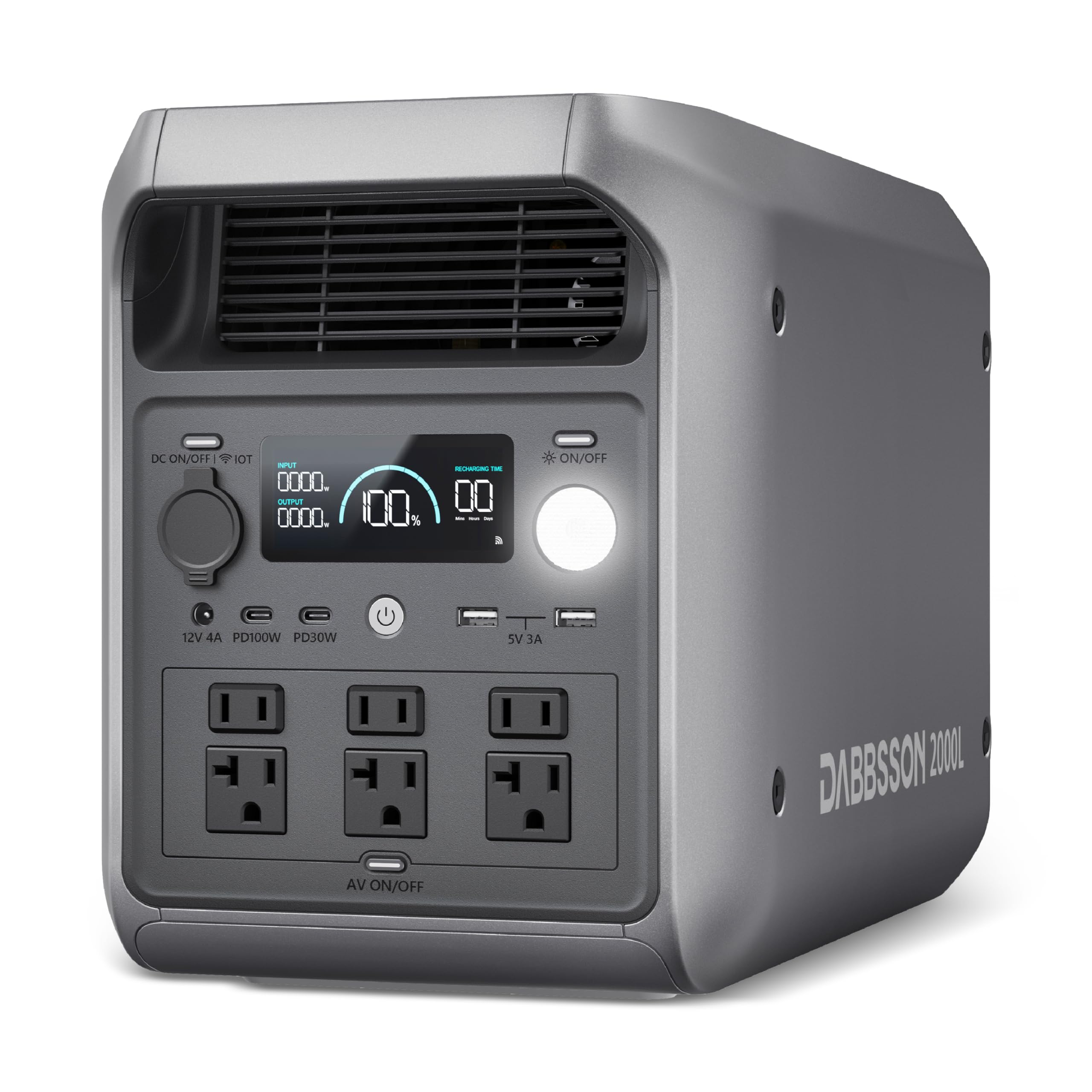 DABBSSON 2048Wh Portable Power Station, Safe Semi-Solid LiFePO4, 3300W Power Boost, 2200W AC Output 6, 41lb,Compact & Lightweight, 1.3X Runtime, 2000L Solar Generator for Camping/Home/RV