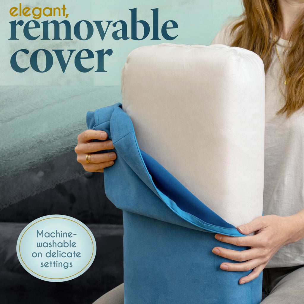 Florensi Yoga Bolster Pillow - Luxurious Velvet Bolster for Restorative Yoga - Large Rectangular Cushion with Carry Handle - Supportive Meditation Cushion - Machine Washable Cover and Carry Handle