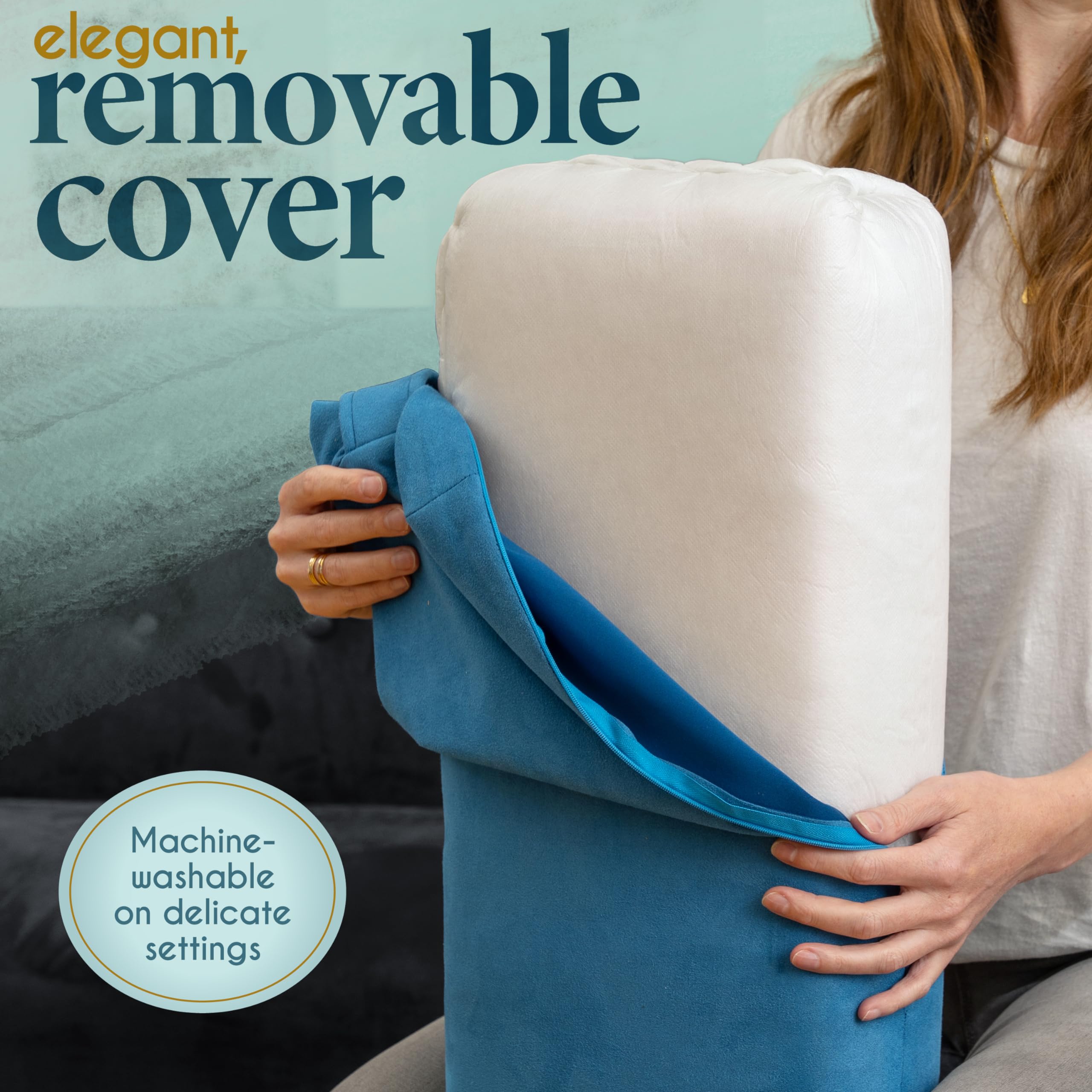 Florensi Yoga Bolster Pillow - Luxurious Velvet Bolster for Restorative Yoga - Large Rectangular Cushion with Carry Handle - Supportive Meditation Cushion - Machine Washable Cover and Carry Handle