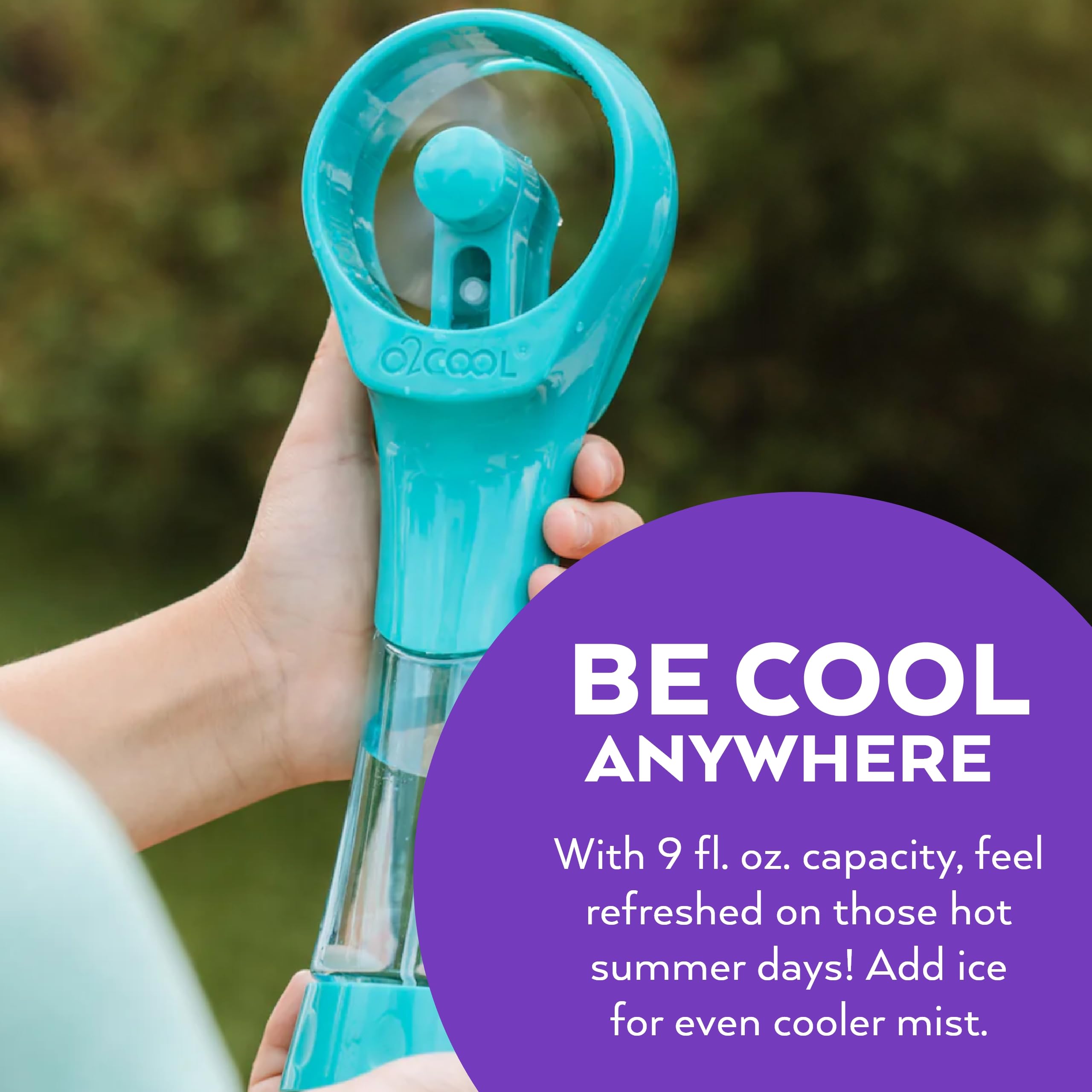 O2COOL Elite Battery Powered Handheld Water Misting Fan (Teal)