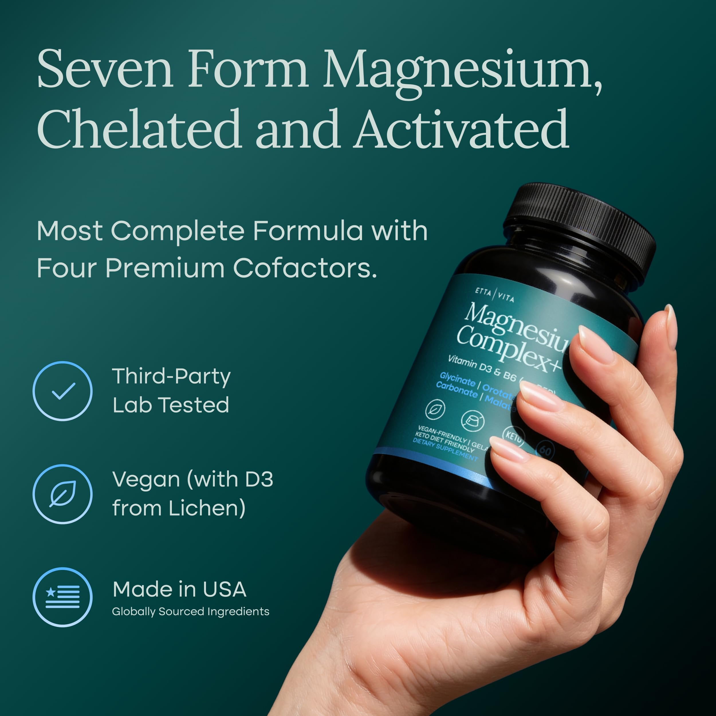 Magnesium Glycinate Complex (7-in-1) 500mg with D3 & B6 P5P - Multi-Form Blend with Glycinate, Citrate, Malate, Taurate, Gluconate, Carbonate, & Orotate - Supports Sleep and Muscle Health [Oxide-Free]