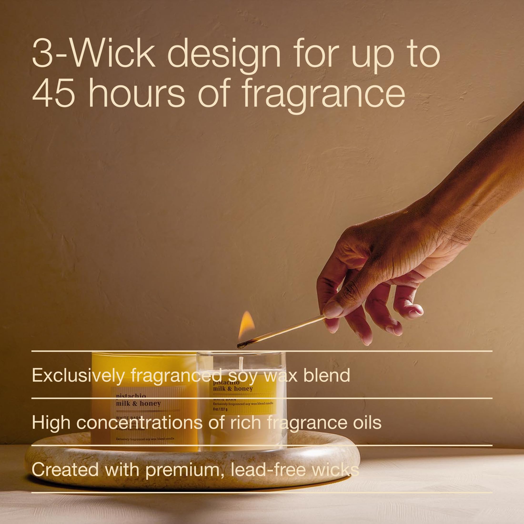 Bath & Body Works 3-Wick Candle, Pistachio Milk & Honey Candle, Strong Throw, Long-Lasting Burn Up to 45 Hours, Exclusively Fragranced Soy Wax Blend, 14.5 oz - 1 Pack