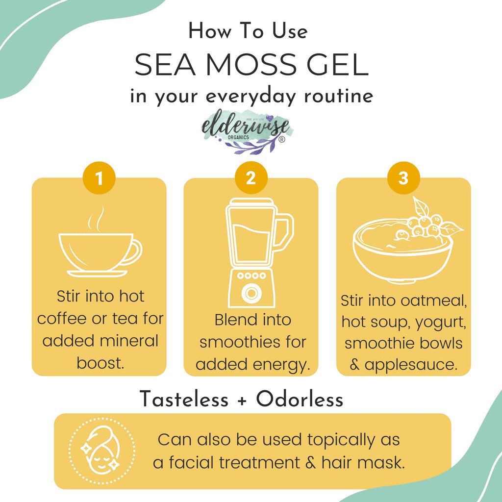 Elderwise Raw Sea Moss | Seamoss Makes 24oz of Gel | Wildcrafted Golden Sea moss | Raw | Sundried | Mineral and Vitamin Rich | Golden