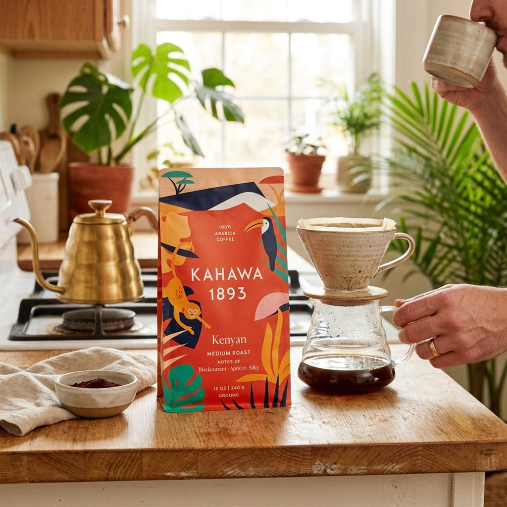 Kahawa 1893 Ground Coffee Medium Roast Kenyan Blend 12 Oz - As Seen on Shark Tank, High Antioxidants, Naturally Sweet, Organically Grown, Ethically & Sustainably Sourced