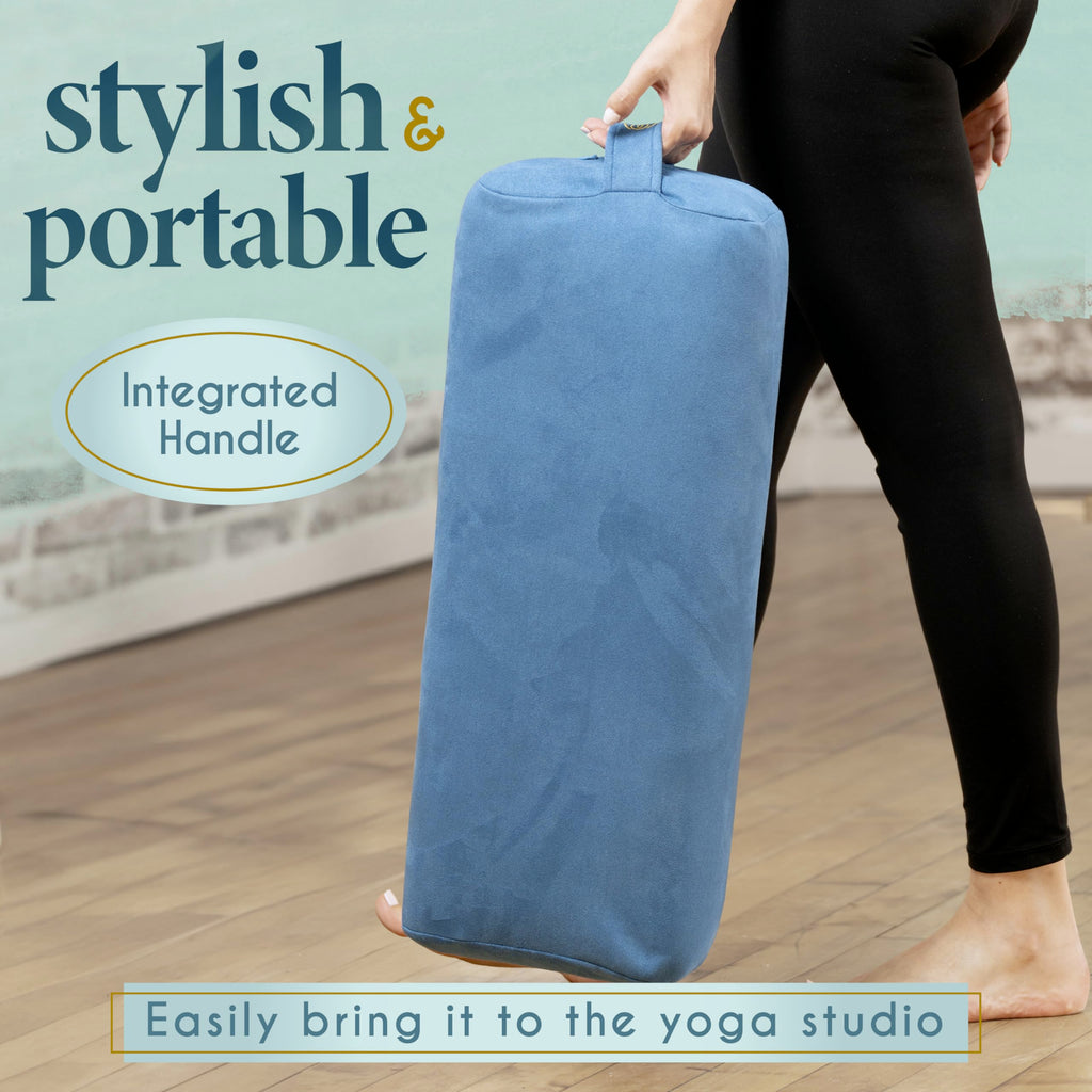 Florensi Yoga Bolster Pillow - Luxurious Velvet Bolster for Restorative Yoga - Large Rectangular Cushion with Carry Handle - Supportive Meditation Cushion - Machine Washable Cover and Carry Handle