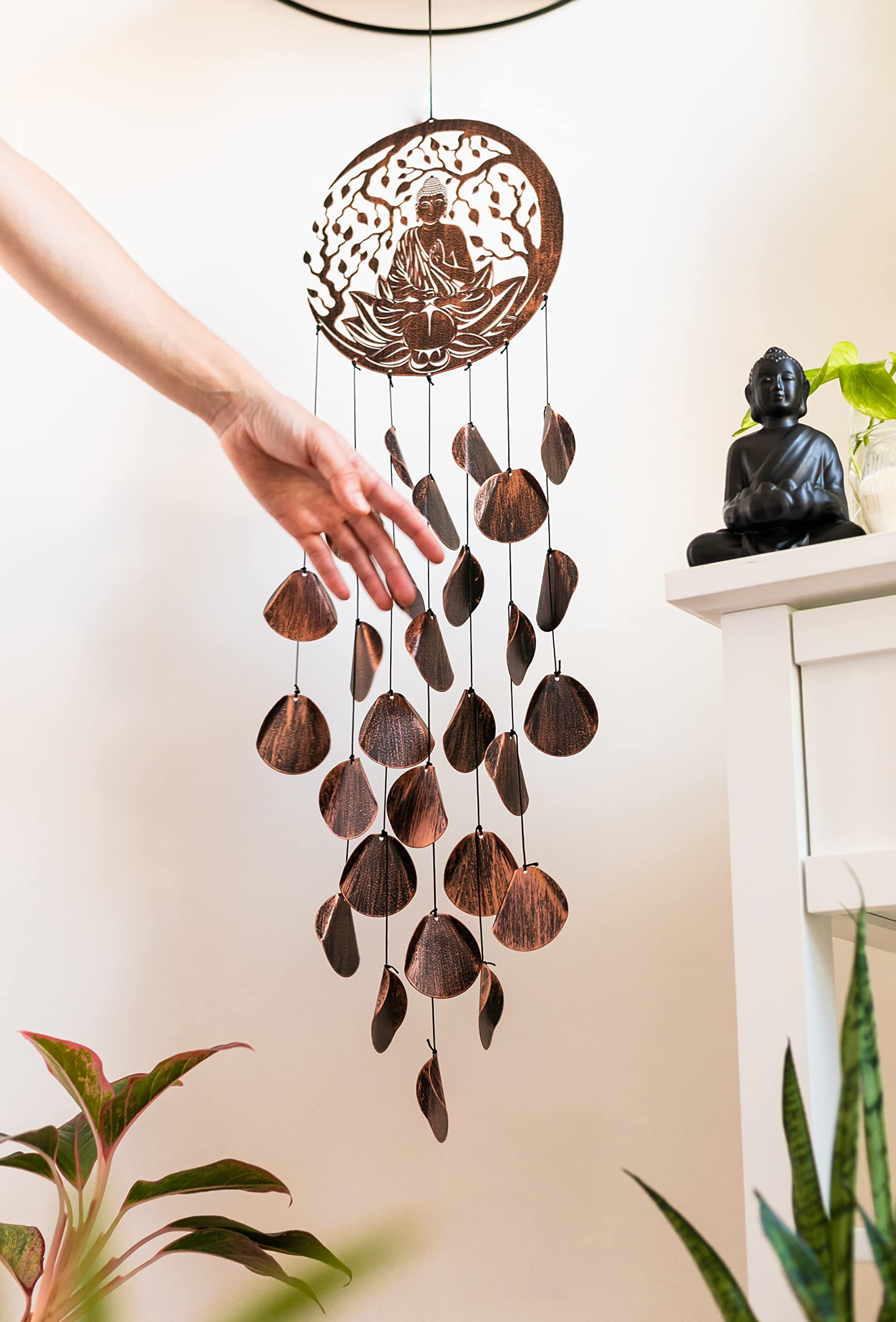VP Home Shimmering Serenity Buddha Outdoor Garden Decor Wind Chime