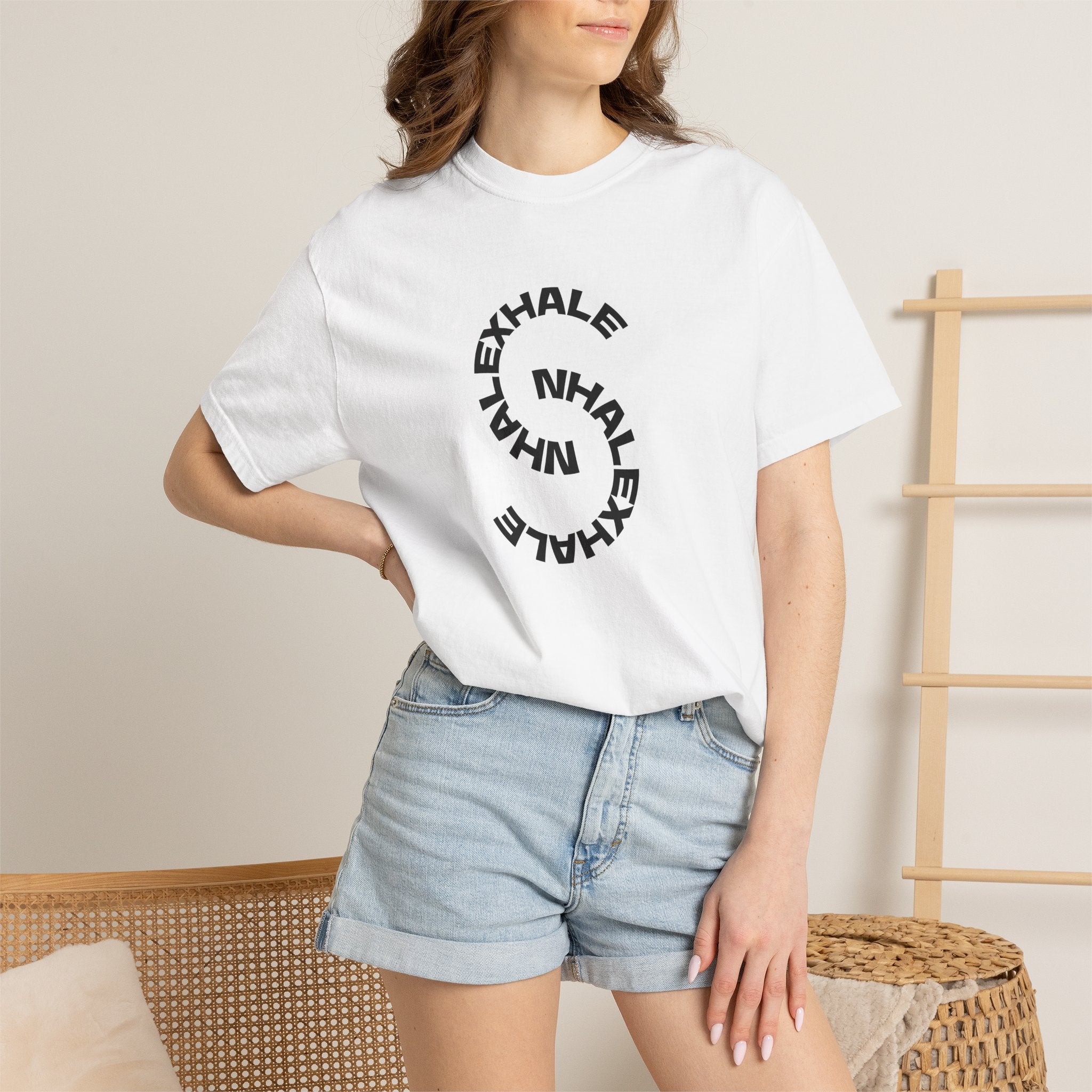 NhaleXhale" Mindful Breath" White Tee